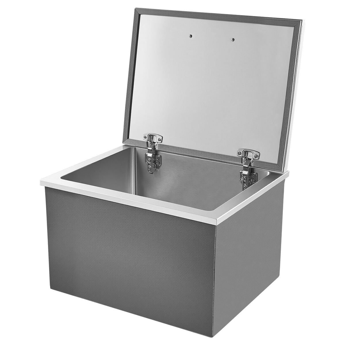 Drop in Ice Chest, 20"L x 16"W x 13"H Stainless Steel Drop in Cooler, 44.7 Quart Commercial Ice Bin with Flip Lid for Outdoor Kitchen Patio Bar, Drain-pipe Set Included, for Cold Wine Beer