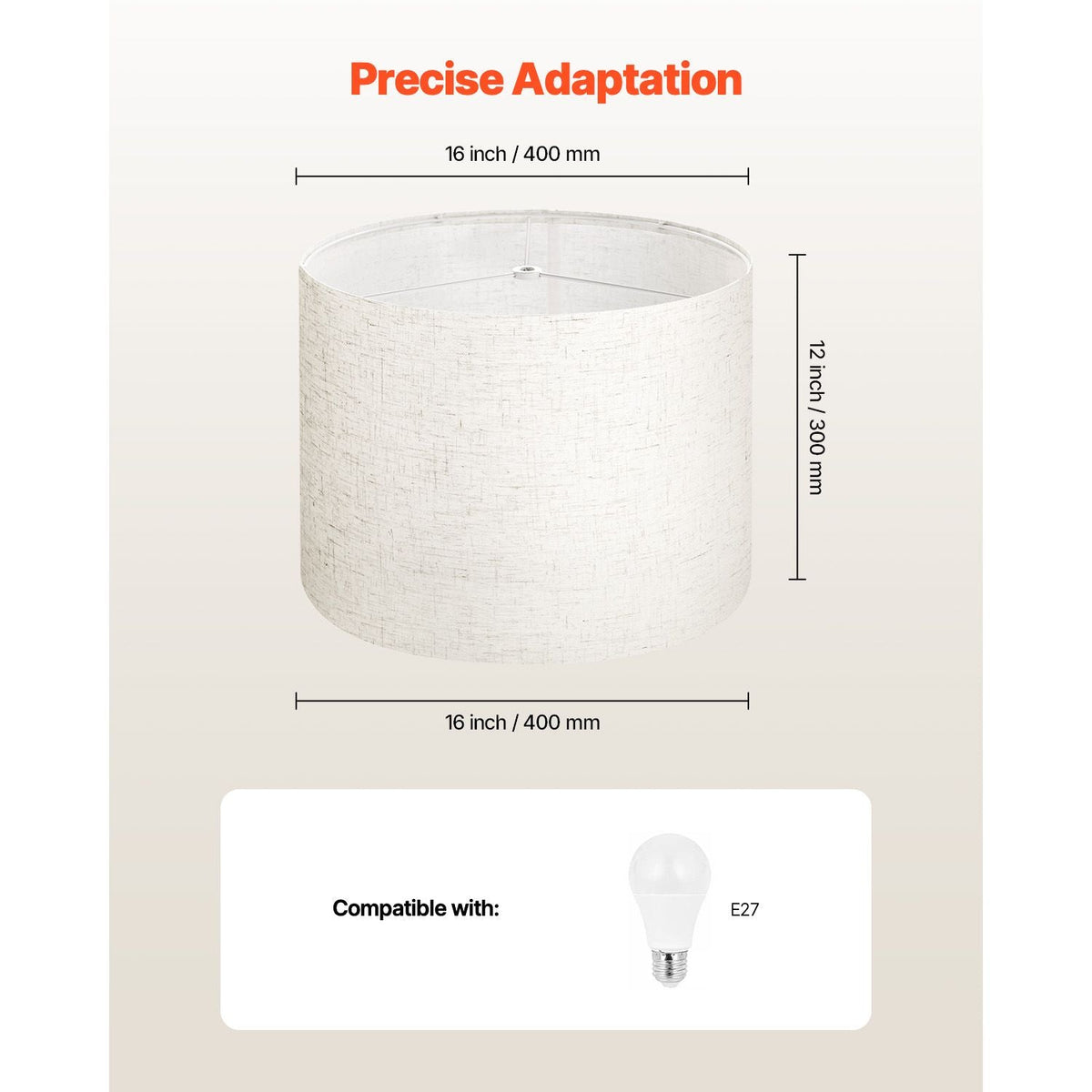 Drum Lamp Shade 2 Set, 16 in Top x 16 in Bottom x 12 in High, Large Lampshade with Harp, Replacement Lamp Shade for Table Lamps Floor Lamps Pendant Lights, Easy Assembly Required (Light Linen)