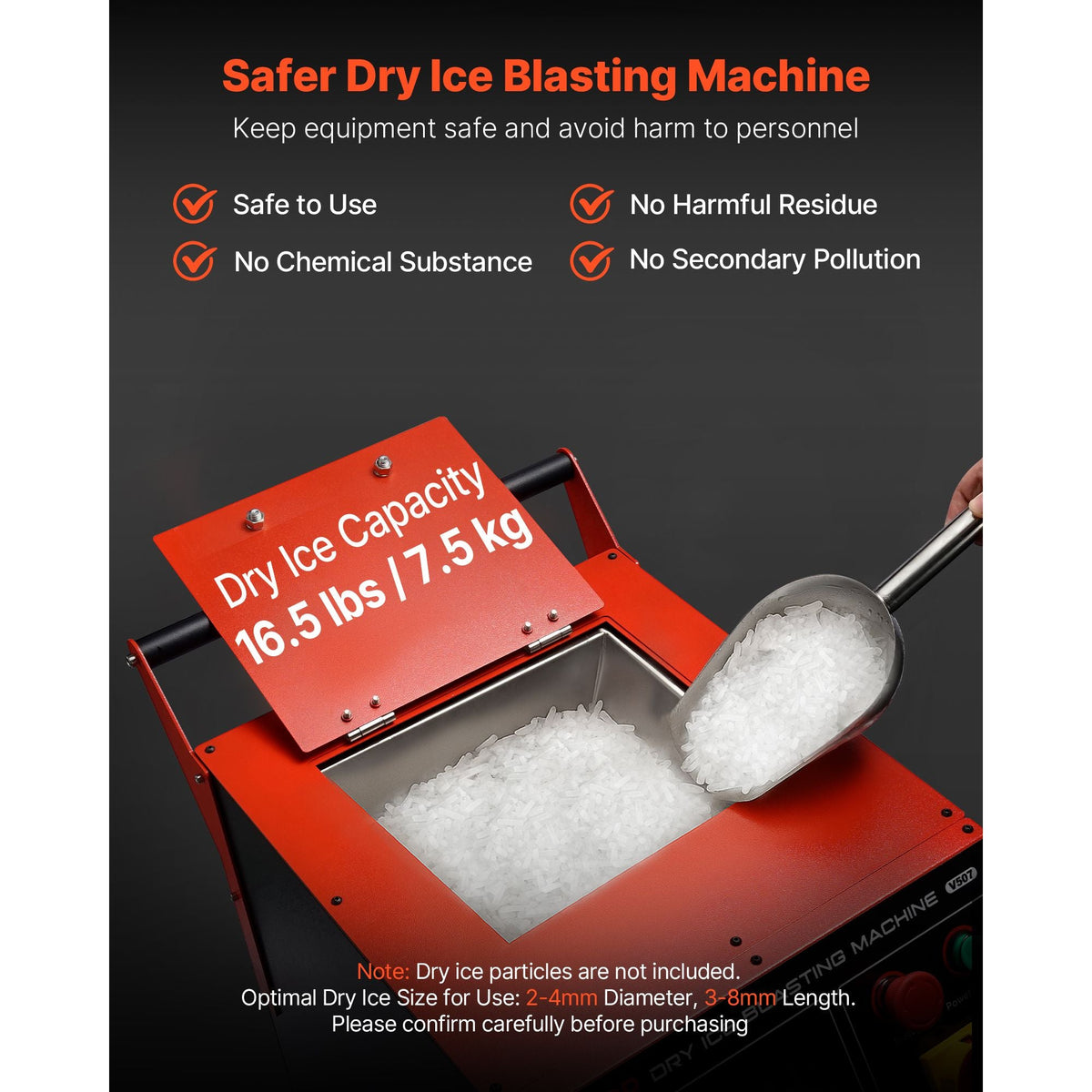 Dry Ice Blasting Machine, 16.5LBS (7.5KG) Capacity Dry Ice Cleaning Machine with 4 Nozzles, Adjustable Pressure & Dry Ice Amount, Movable Blaster Cleaner for Auto Ship Aviation Chemical, 120V