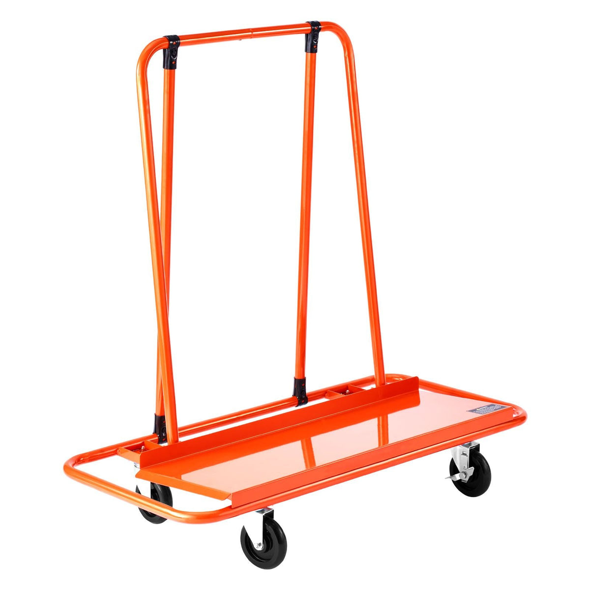 Drywall Cart Dolly, 1800 lbs Load Capacity, Steel Panel Dolly with 4 Swivel Casters, Durable & Long-lasting, Panel Truck Cart with Tie-Down Strap for Plywood, Plasterboard, Glass, Orange