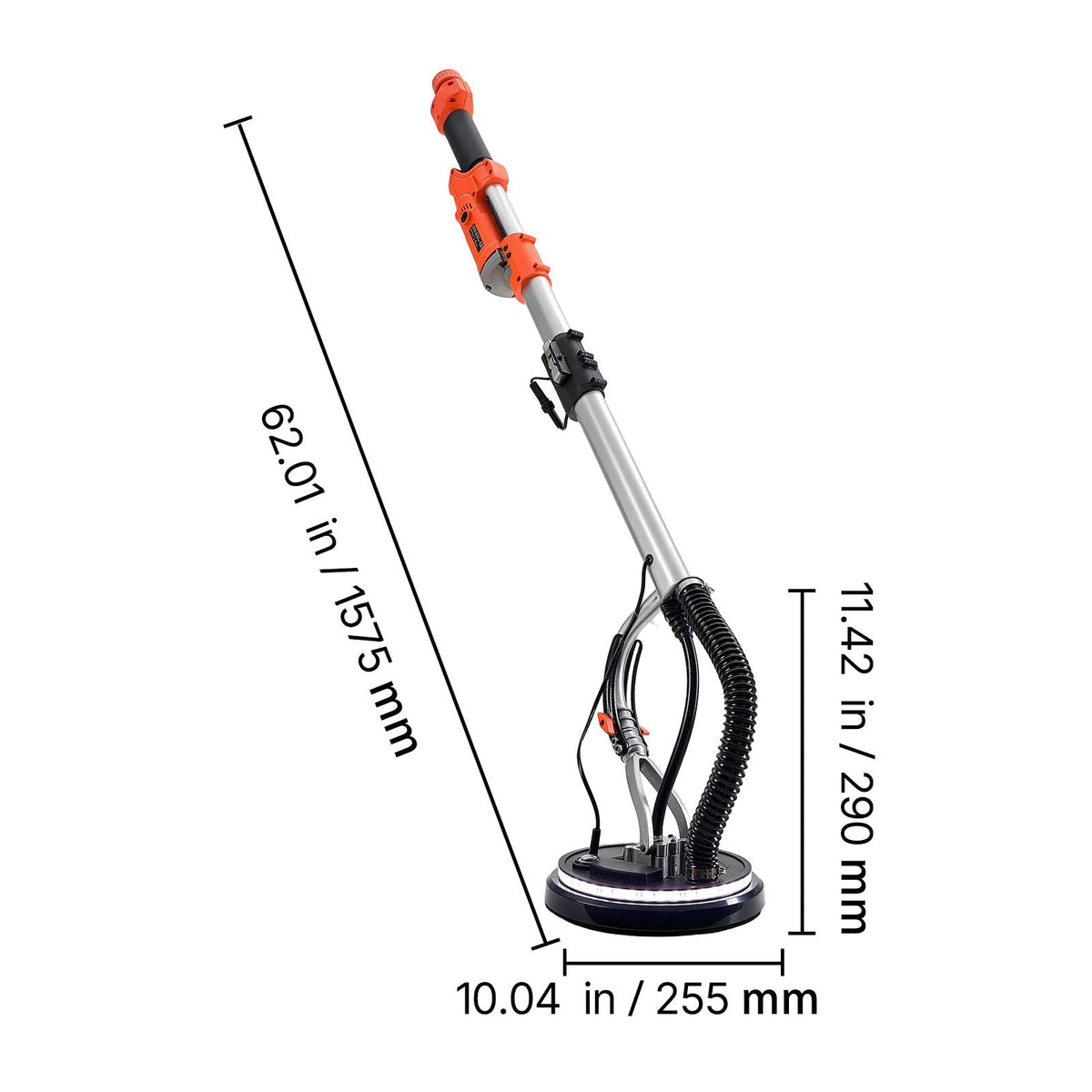 Drywall Sander, 1010W Electric Drywall Sander, Popcorn Ceiling Removal Tool with 7 Variable Speed 1000-2200 RPM, Double-Deck LED Light, Foldable & Extendable Handle, 15 Sanding Discs, Dust Hose