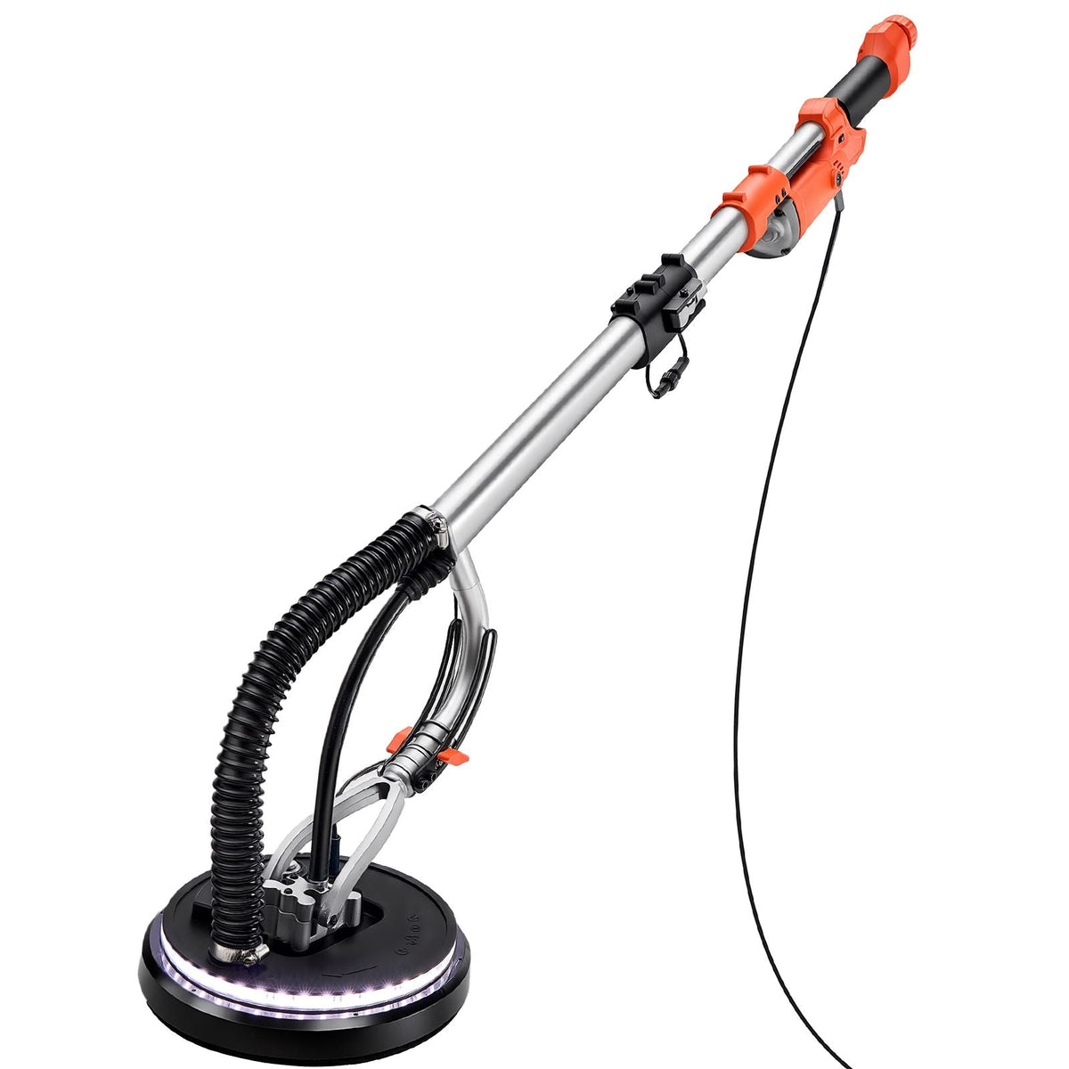 Drywall Sander, 1010W Electric Drywall Sander, Popcorn Ceiling Removal Tool with 7 Variable Speed 1000-2200 RPM, Double-Deck LED Light, Foldable & Extendable Handle, 15 Sanding Discs, Dust Hose