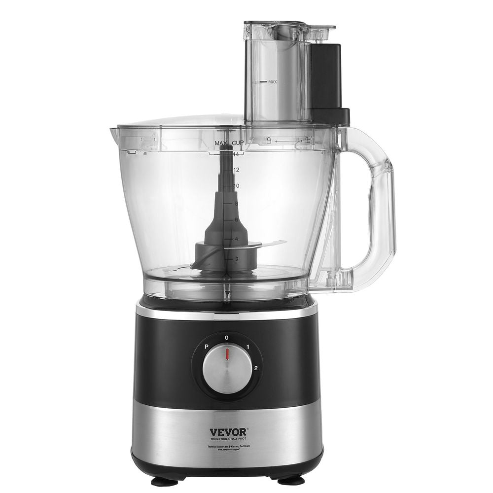 Food Processor, 14-Cup Vegetable Chopper for Chopping, Mixing, Slicing, and Kneading Dough, 600 Watts Stainless Steel Blade Professional Electric Food Chopper, Easy Assembly & Clean, Black