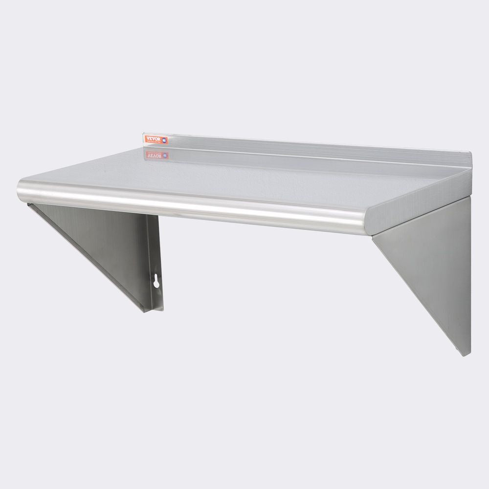 12" x 24" Stainless Steel Shelf, Wall Mounted Floating Shelving with Brackets, 230 lbs Load Capacity Commercial Shelves, Heavy Duty Storage Rack for Restaurant, Kitchen, Bar, Home, and Hotel