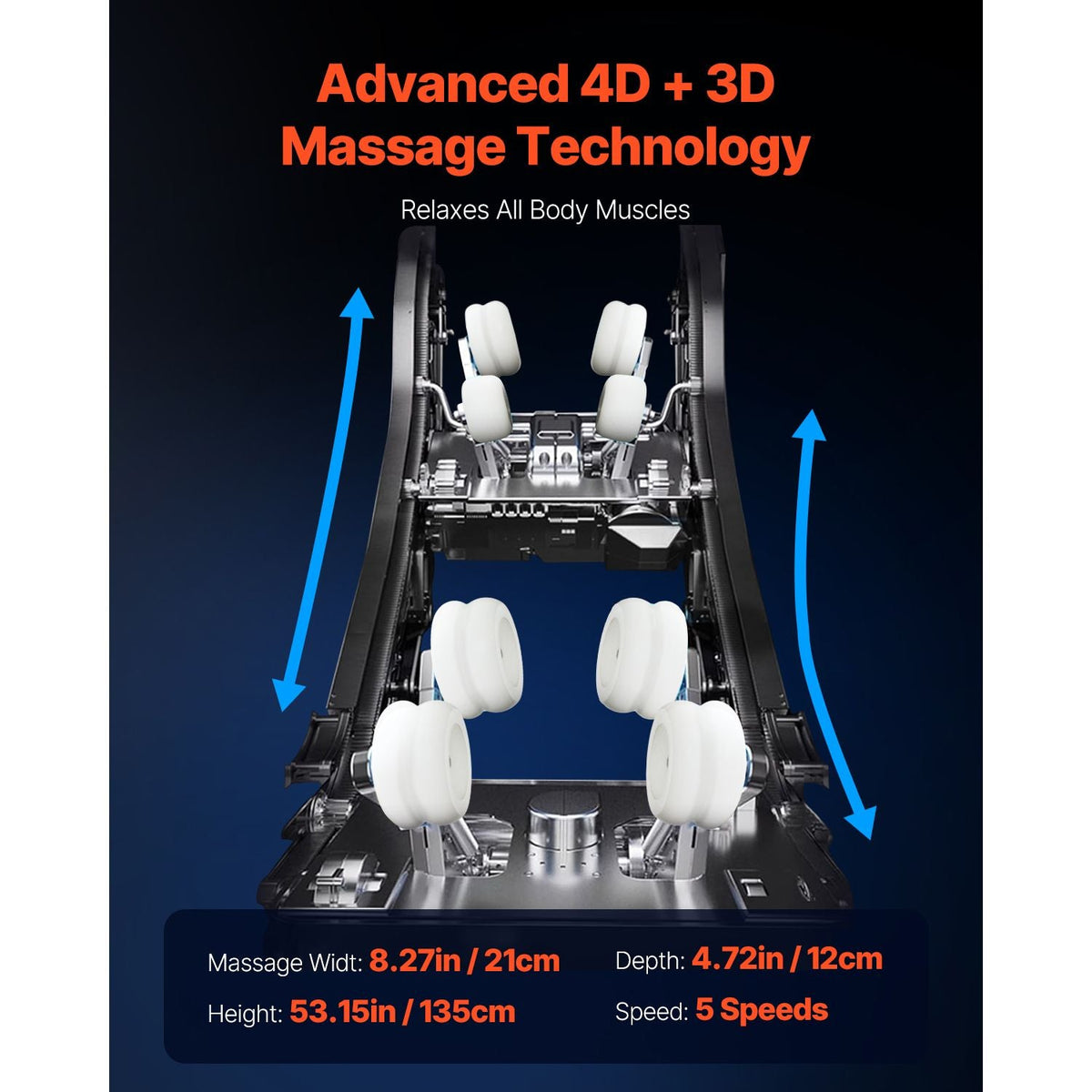 Dual-Core 4D+3D Full Body Massage Chair, with Extended SL Track, Deep Yoga Stretch, Electric Extendable Footrest, TFT, AI Voice Control, Heat, Airbags, Armrest Controls, Wheels