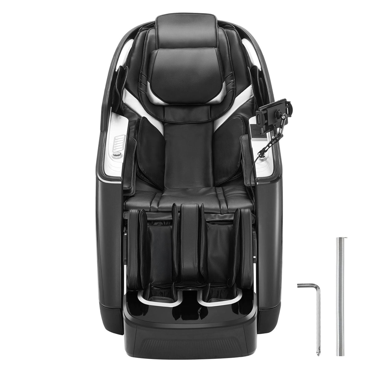 Dual-Core 4D+3D Full Body Massage Chair, with Extended SL Track, Deep Yoga Stretch, Electric Extendable Footrest, TFT, AI Voice Control, Heat, Airbags, Armrest Controls, Wheels