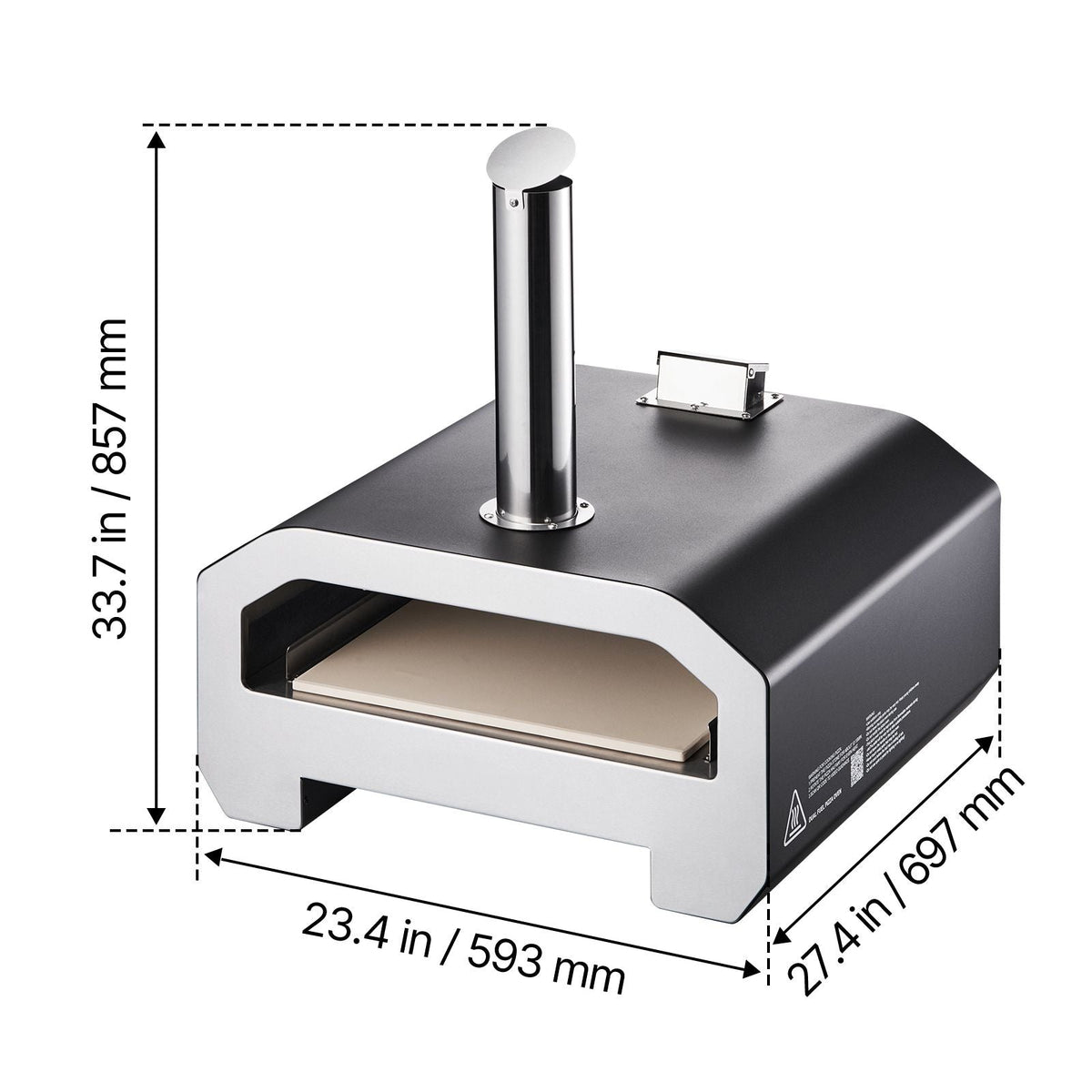 Dual Fuel Pizza Oven Outdoor, 16 in Wood Fire & Propane Gas Pizza Oven, Portable Pellet & Propane Pizza-Maker with Thermometer, Iron Spray Black Shell Pizza-Cook for Outside Camping & Backyard