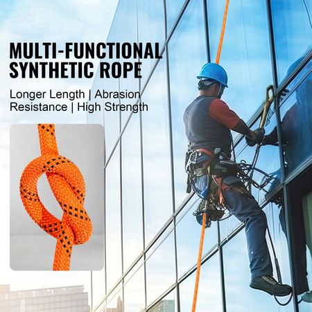 Dual Twisted Polyester Cord, 1/2 inch by 120 feet, 48-Strand, 8000 LBS Tensile Strength, Multi-Use Outdoor Rope for Arborist Activities, Hiking, Swinging, Rappelling, and Rescue, Or