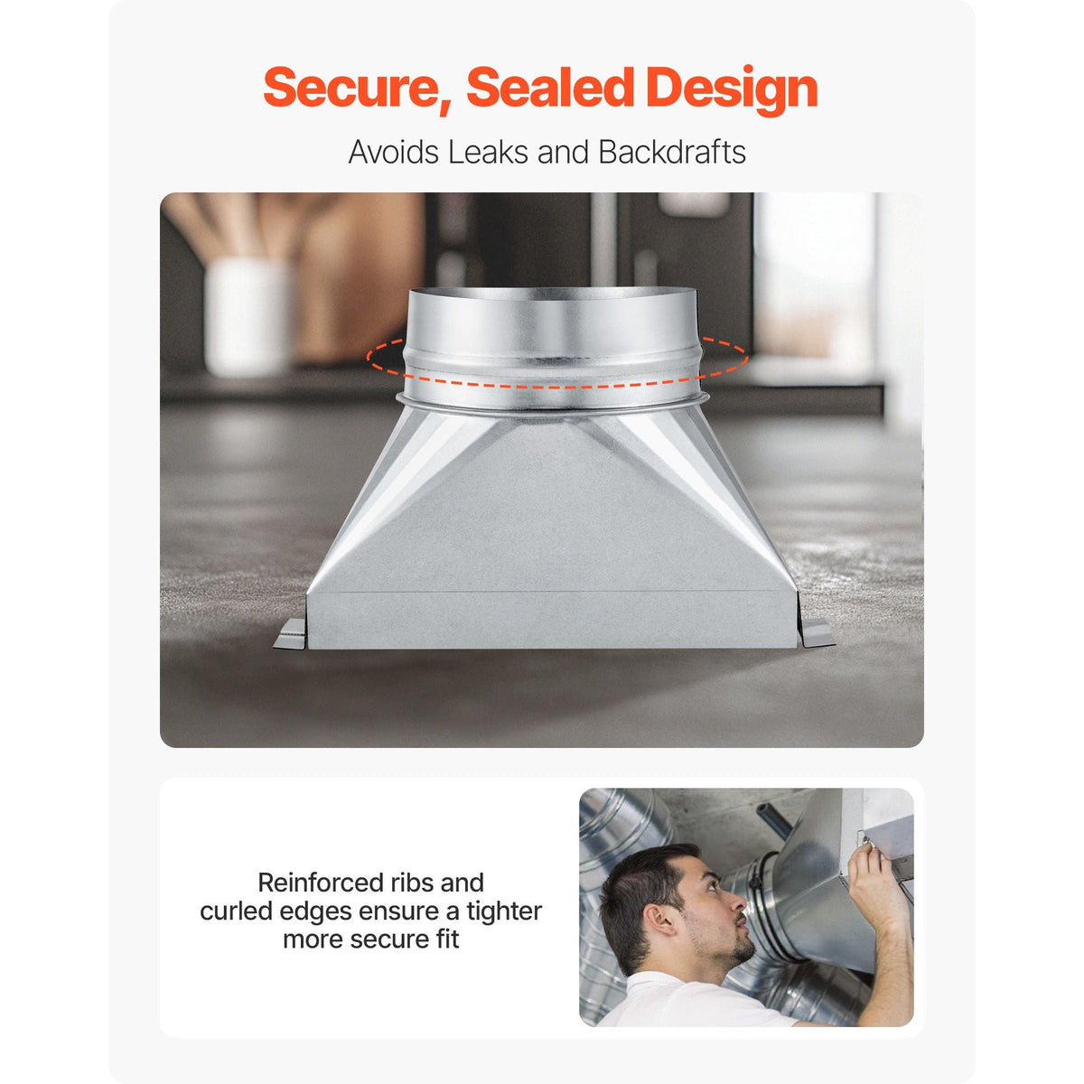 Duct Boot, 3-1/4 x 10 x 6 inch Duct End Boot, Galvanized to Round Transition Galvanized Floor Register Tool for Center Ventilation & HVAC System, Easy Installation,Silver (6 in Round Pipe)