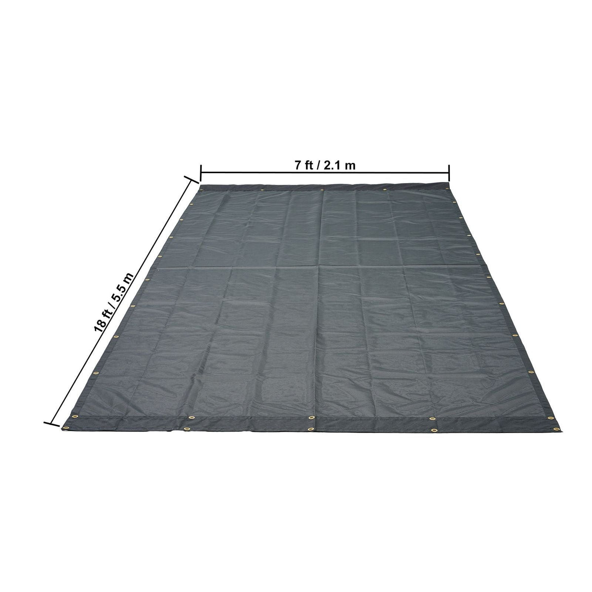 Dump Truck Mesh Tarp, 7 x 18 ft, PVC Coated Black Heavy Duty Cover with 5.5" 18oz Double Pocket, Brass Grommets, Reinforced Double Needle Stitch Webbing Fits Manual or Electric Dump Truck System