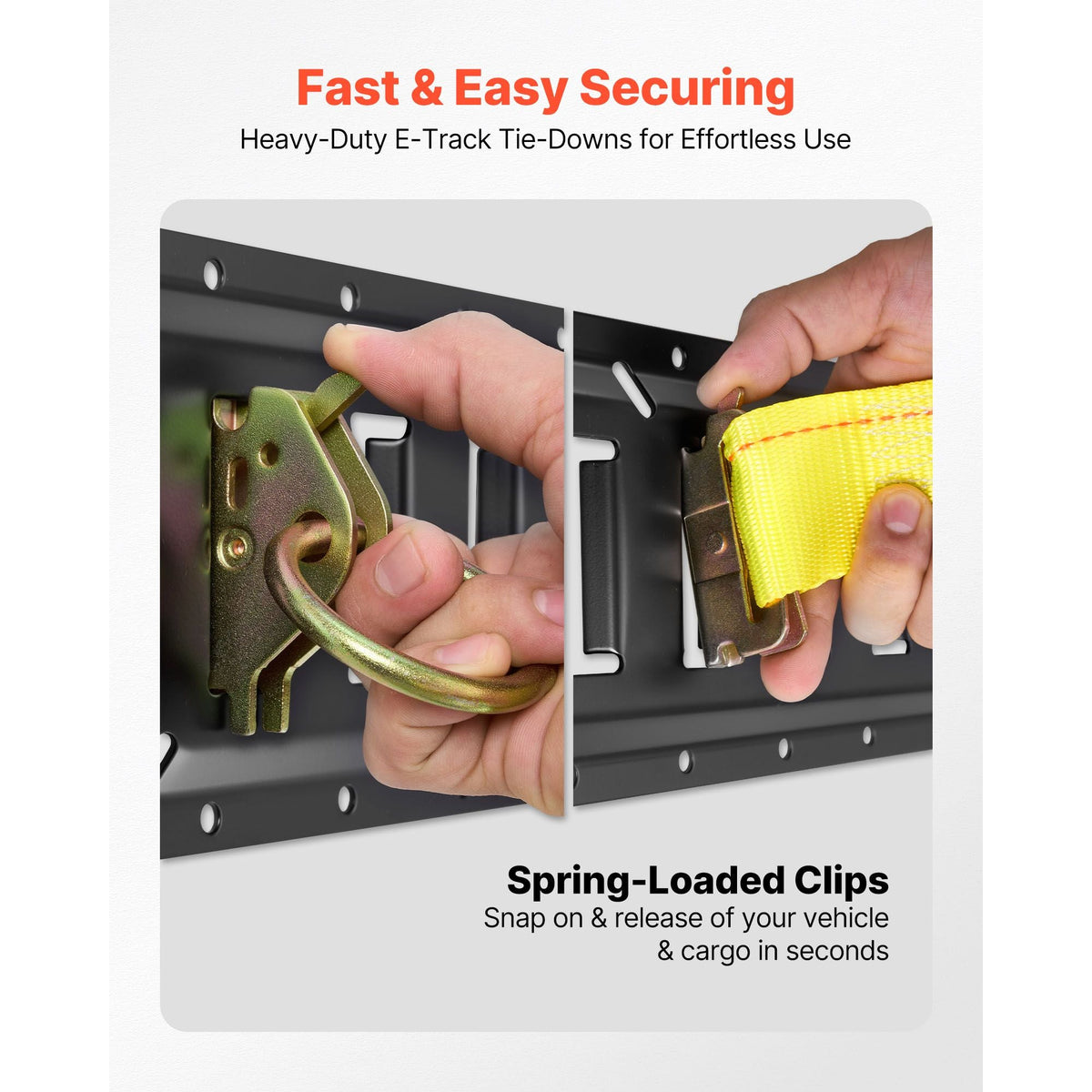E-Track Tie-Down Rail Kit, 8 Pack (5ft+4ft+2ft+1ft) E Track Rails, 36 Pcs Includes 2 Ratchet Straps & 8 O-Rings & 8 Tie-Offs with D-Ring & 2 Single Slots & 16 End Caps, Fit for Vans Trailers
