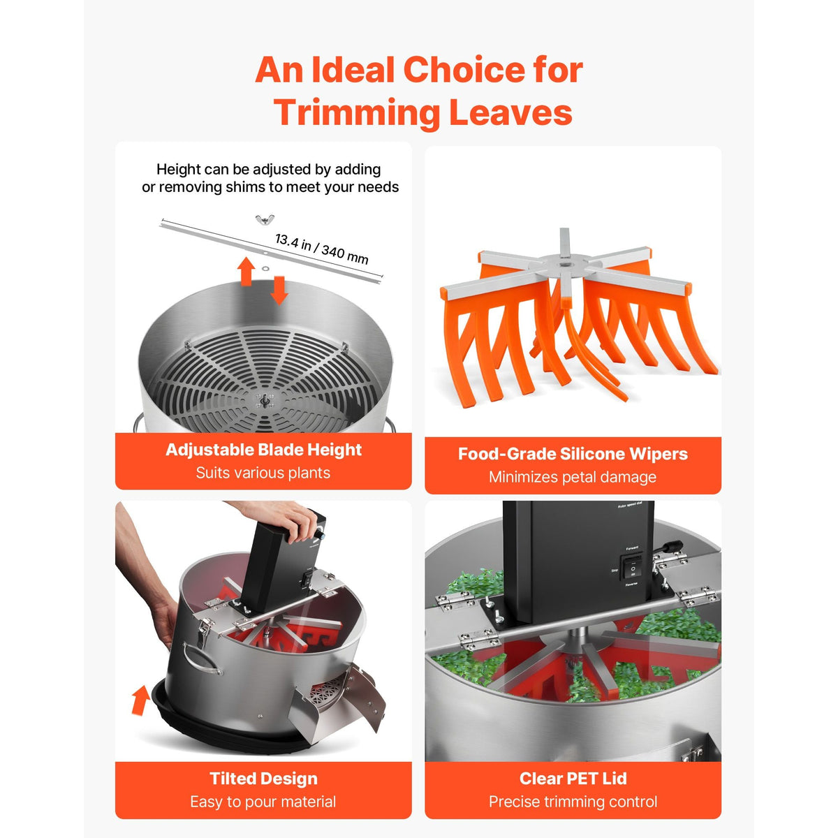 Electric Bud Leaf Trimmer, 2-in-1 Manual & Electric, 16 in Bud Trimmer with Stainless Steel Blades, Visual Cutting, Wet & Dry Hydroponic Cutting Machine with Tray, for Plant Buds Flowers