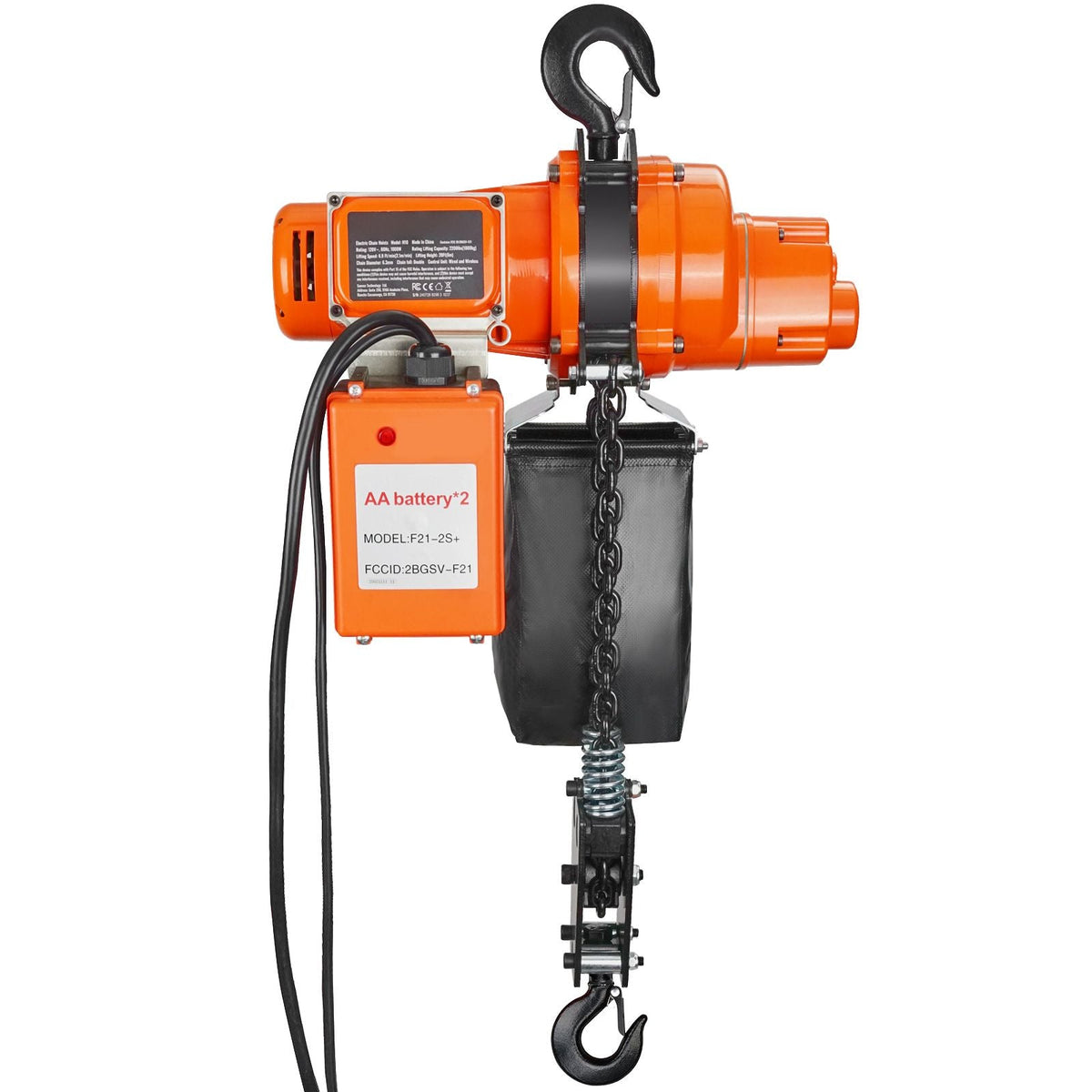 Electric Chain Hoist, 2200 lbs Load, 20 ft Lifting Height, 6.9 ft/min Speed, 120V, Single Phase Overhead Crane with Chain, 328 ft Wireless & 15 ft Wired Remote Control for Garage, Shop, and Home