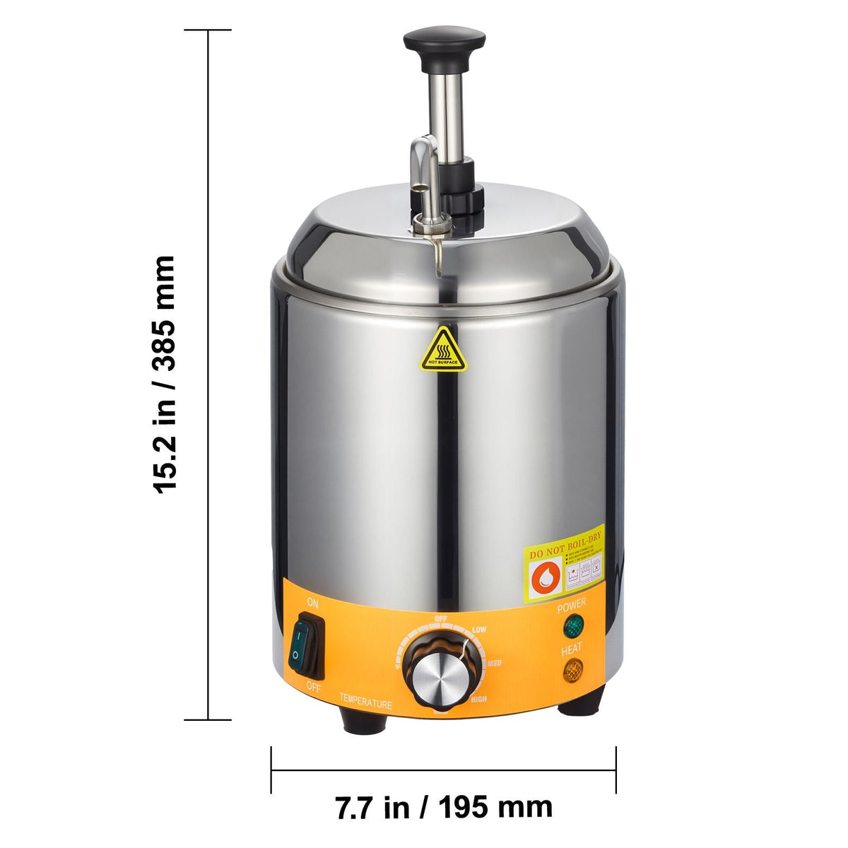 Electric Cheese Dispenser with Pump, 2.4L Commercial Hot Fudge Warmer, Stainless Steel Pump Dispenser, 86-230Fahrenheit Temp Adjustable Nacho Cheese Sauce Warmer, for Hot Fudge Cheese Caramel