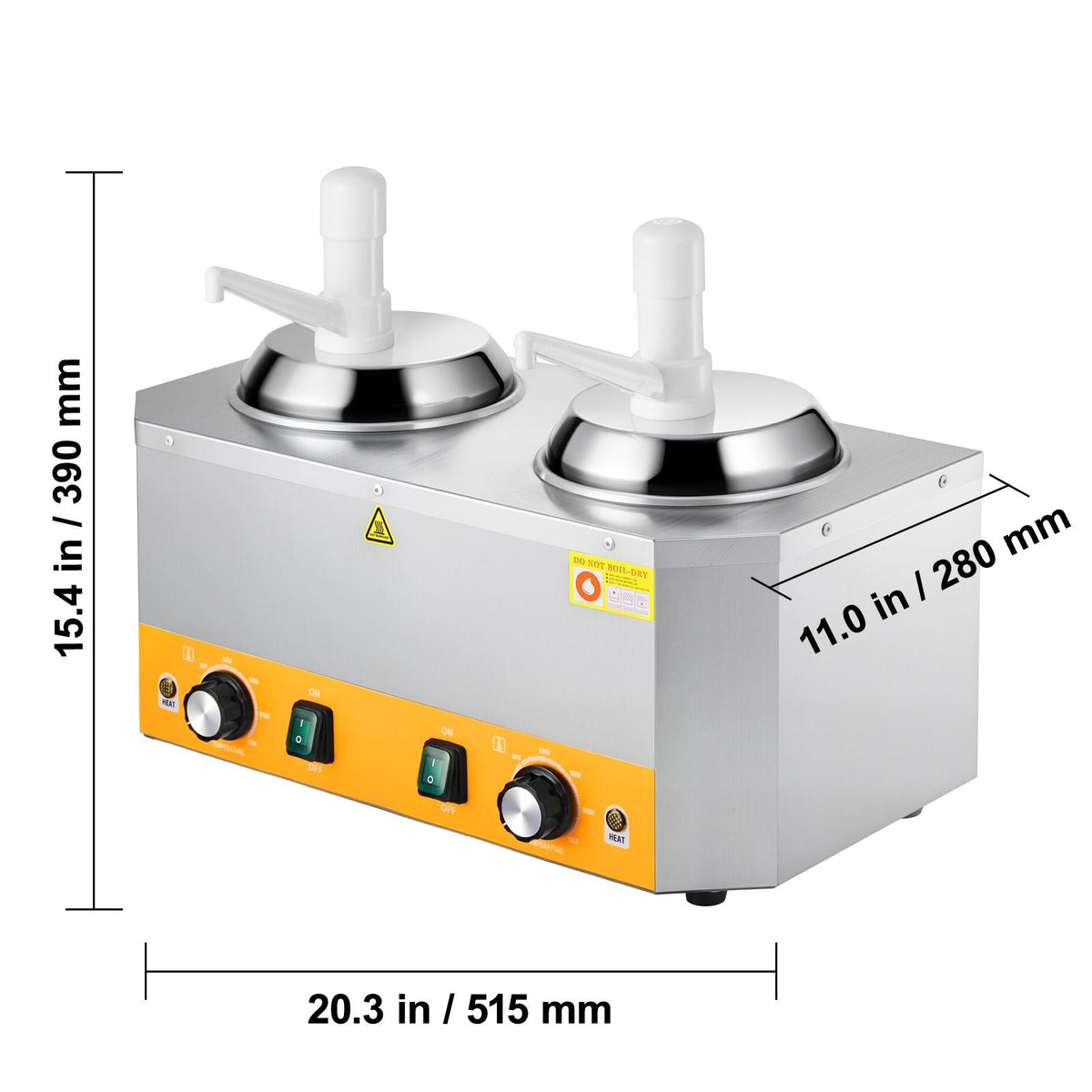 Electric Cheese Dispenser with Pumps, 2.4x2 L Commercial Hot Fudge Warmer, Plastic Double Pumps Dispenser, 86-230 F Temp Adjustable Nacho Cheese Sauce Warmer, for Hot Fudge Cheese Caramel