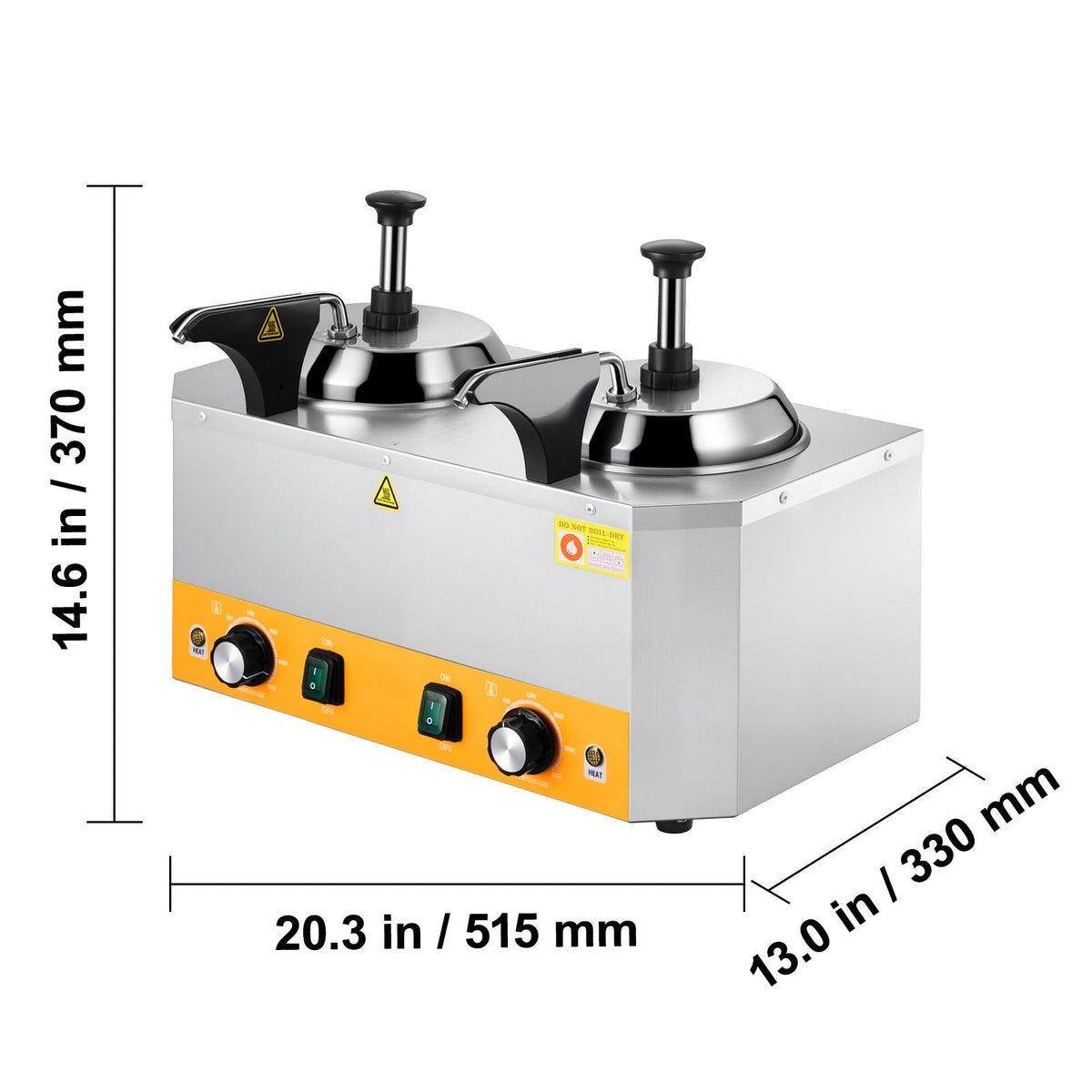 Electric Cheese Dispenser with Pumps, 2.4x2 L Commercial Hot Fudge Warmer, Stainless Steel Heated Double Pumps Dispenser, 86-230 F Temp Adjustable Nacho Cheese Warmer for Fudge Cheese Caramel