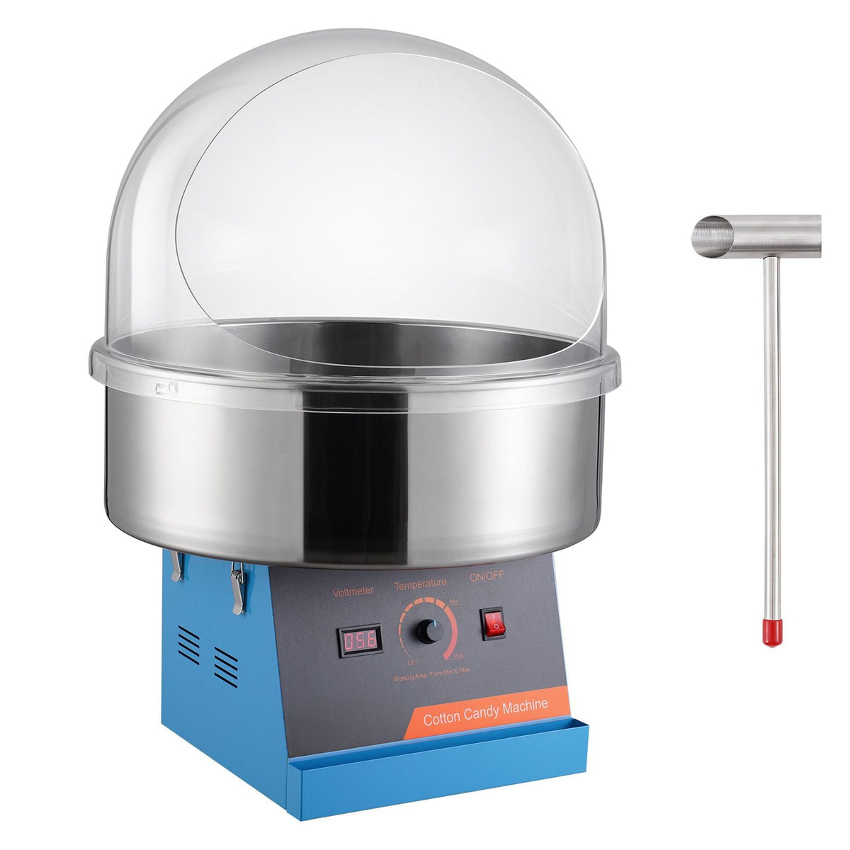 Electric Cotton Candy Machine, 1000W Candy Floss Maker, Commercial Cotton Candy Machine with Cover, Stainless Steel Bowl, and Sugar Scoop, Perfect for Home Kids Birthday, Family Party (Blue)