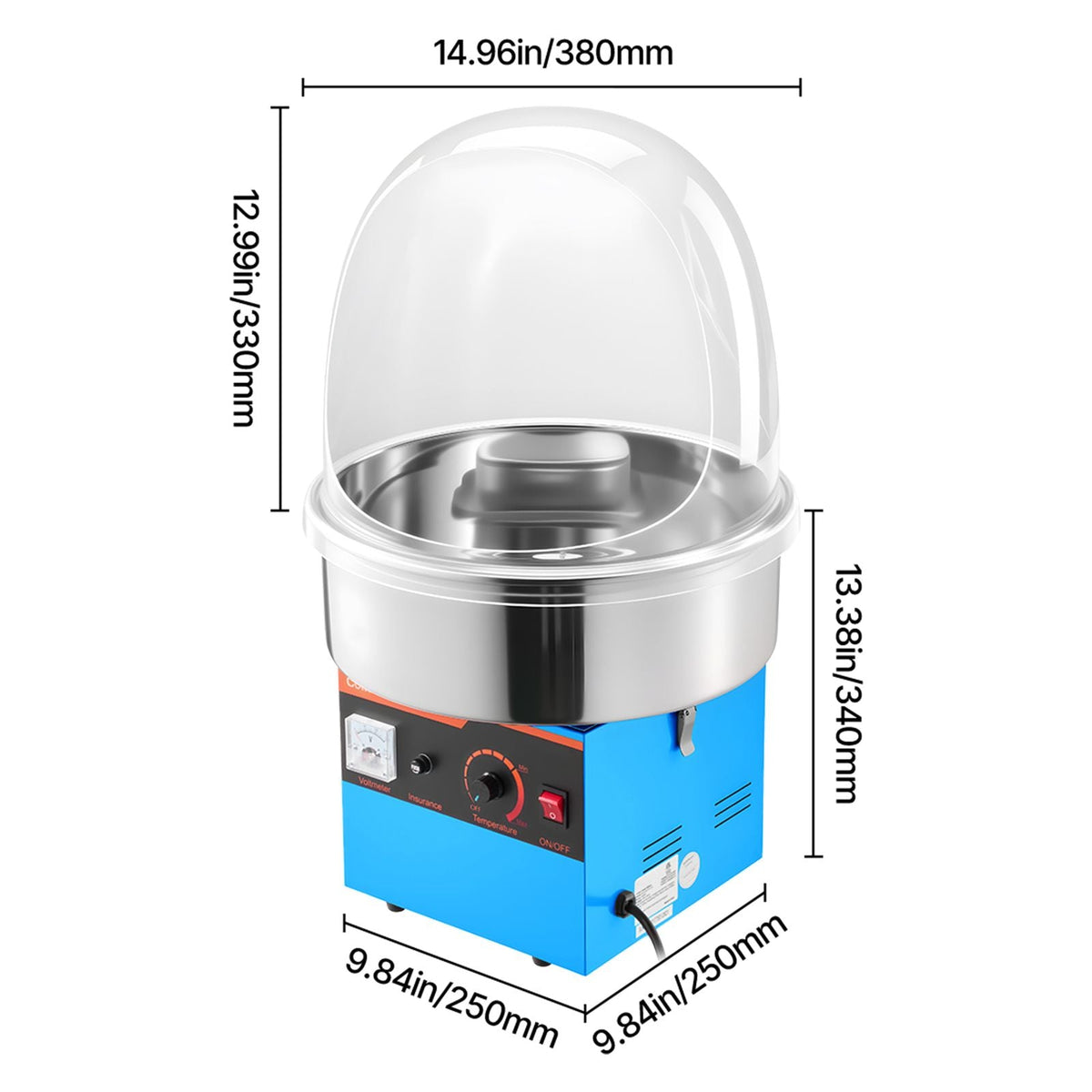 Electric Cotton Candy Machine, 1000W Electric Floss Maker With Cover, Commercial Cotton Candy Machine w/Stainless Steel Bowl & Sugar Scoop, Ideal for Home, Carnival, Birthday, Family Party, Blue
