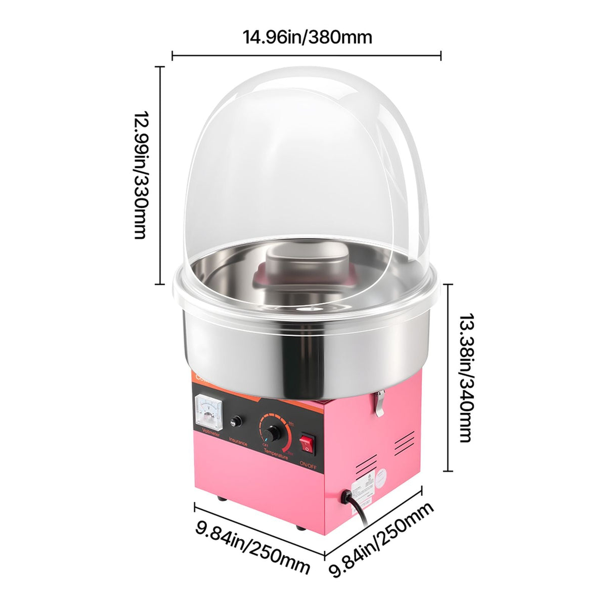 Electric Cotton Candy Machine, 1000W Electric Floss Maker With Cover, Commercial Cotton Candy Machine w/Stainless Steel Bowl & Sugar Scoop, Ideal for Home, Carnival, Birthday, Family Party, Pink