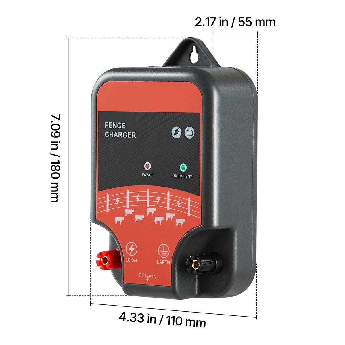Electric Fence Charger, 10kV 2J, AC DC Electric Fence Energizer with LED Indicator, 1.86 Miles Range, Powerful Plug-in Fences Charger, Prevents Wild Animals Intrusion for Livestock Poultry