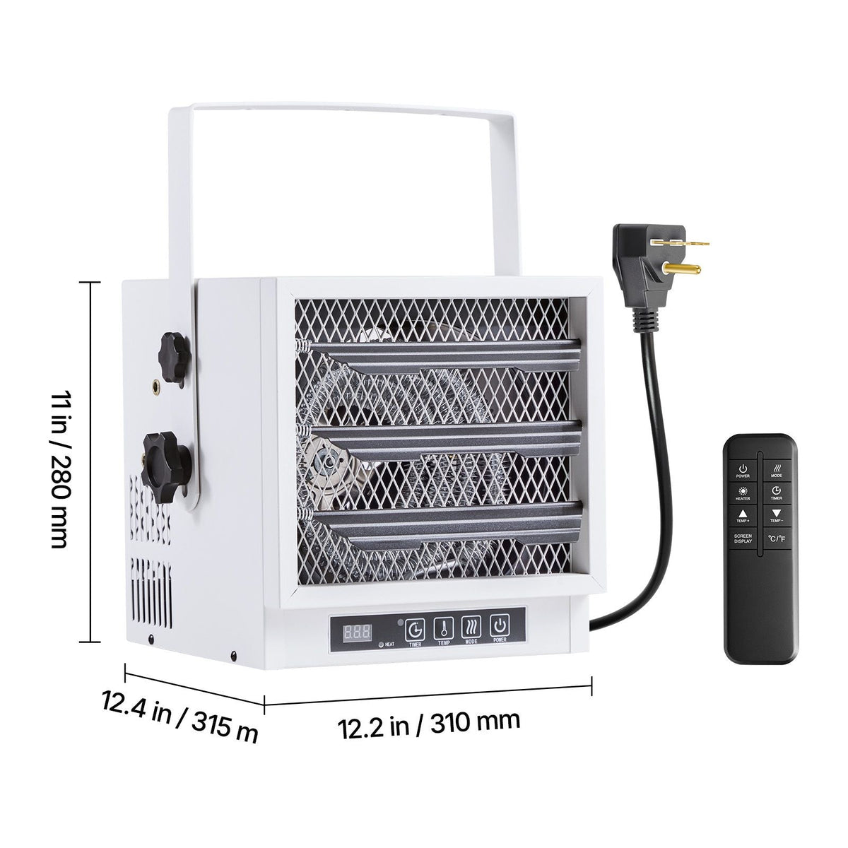 Electric Garage Heater, 4800-Watt with Remote Control & 10 Hour Timer & Overheat Protection Wall/Ceiling Mounted Shop Heater, Commercial Fan-forced for Indoor Workshop Warehouse,240V White