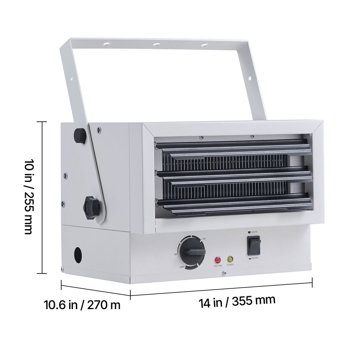 Electric Garage Heater, 5000-Watt (2500/5000W) Ceiling Mounted Shop Heater, 2 Settings & Overheat Protection & Low Noise Cross-flow, Commercial for Indoor Workshop Warehouse,240V White