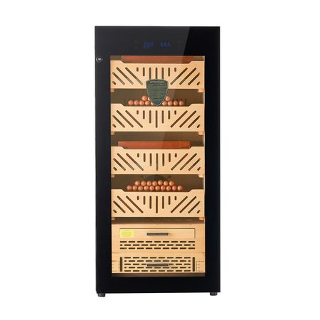 Electric Humidor, 105L, 1000 Counts Electric Cigar Humidor Cabinet with Compressor Cooling, Constant Humidity & Temperature Control, Spanish Cedar Wood Shelves & Drawers, 4 Layers, for Household