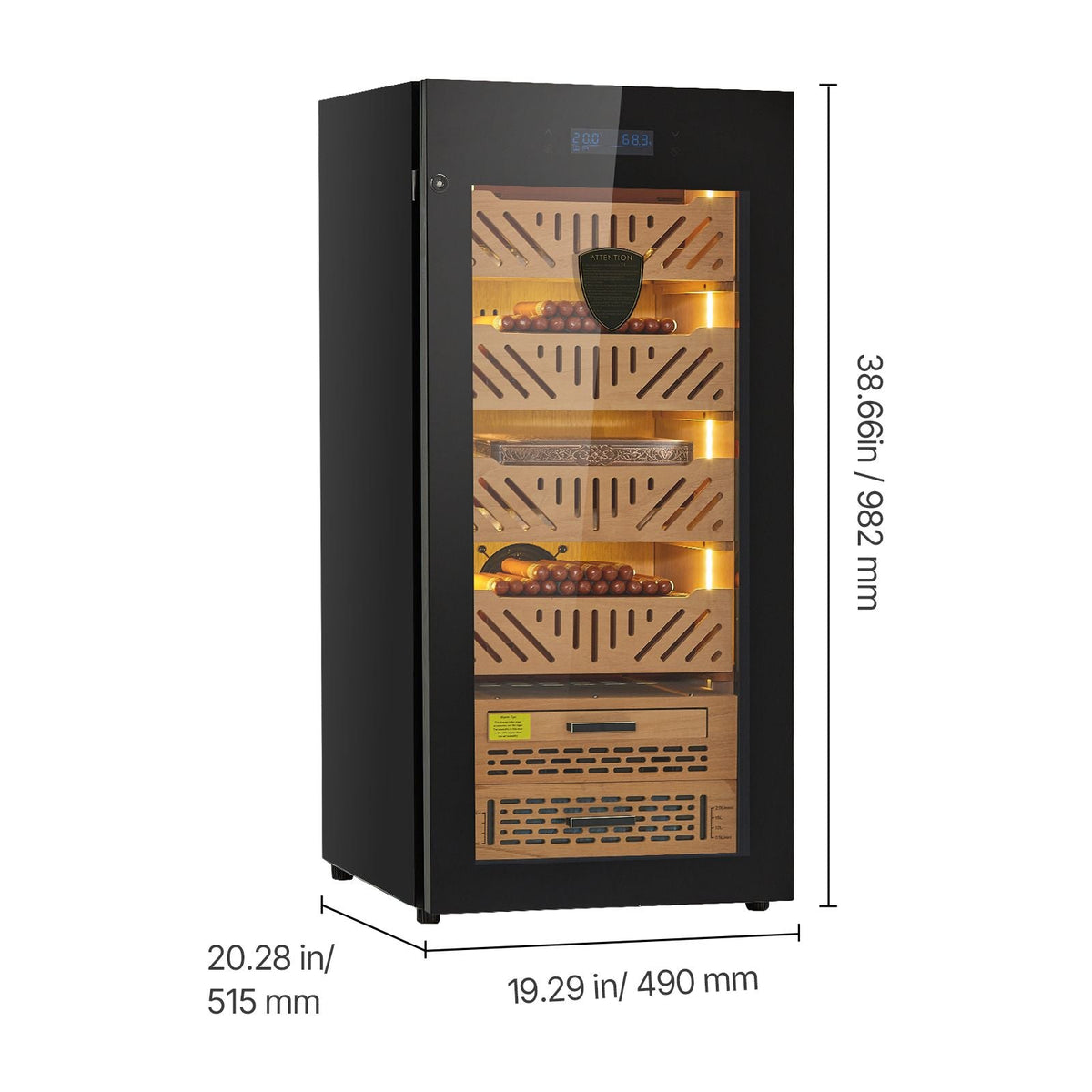 Electric Humidor, 105L, 1000 Counts Electric Cigar Humidor Cabinet with Compressor Cooling, Constant Humidity & Temperature Control, Spanish Cedar Wood Shelves & Drawers, 4 Layers, for Household