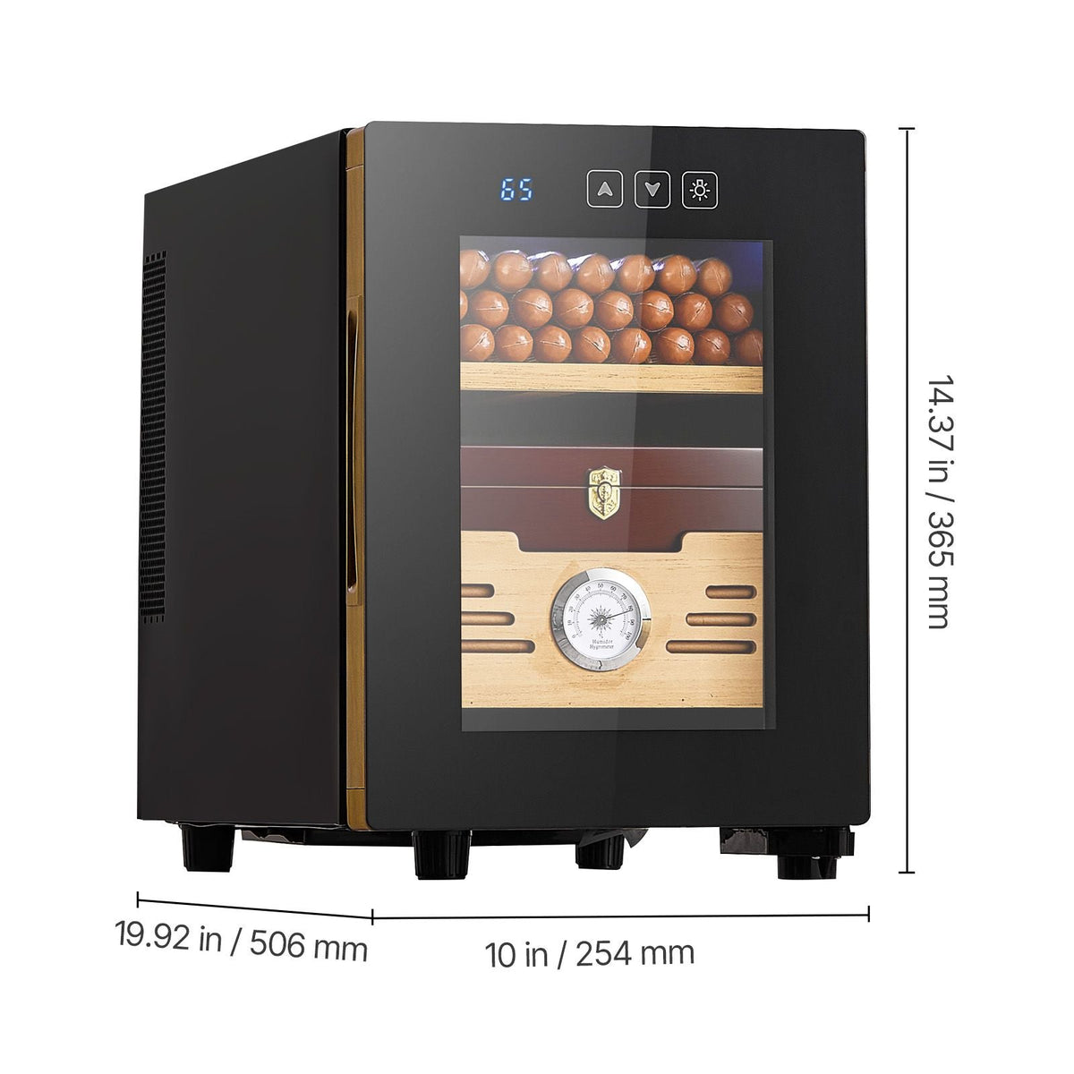 Electric Humidor, 16L, 100 Counts Electric Cigar Humidor Cabinet with Cooling Temperature Control, Spanish Cedar Wood Shelves & Drawers, Mechanical Hygrometer, 2 Layers, Cooler for Household