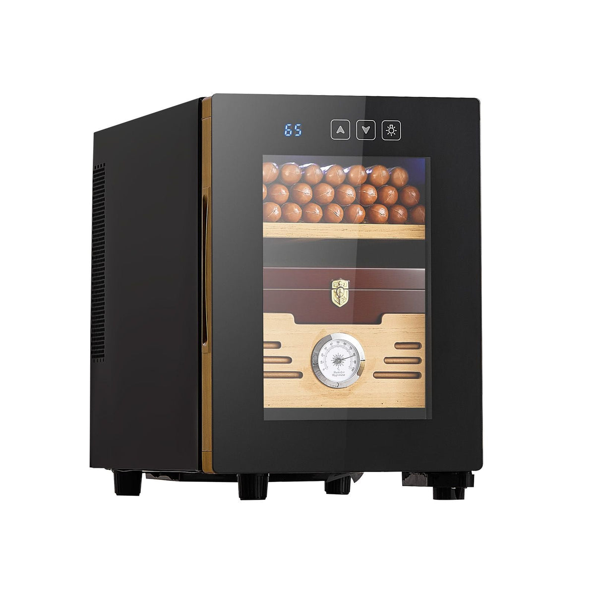 Electric Humidor, 16L, 100 Counts Electric Cigar Humidor Cabinet with Cooling Temperature Control, Spanish Cedar Wood Shelves & Drawers, Mechanical Hygrometer, 2 Layers, Cooler for Household
