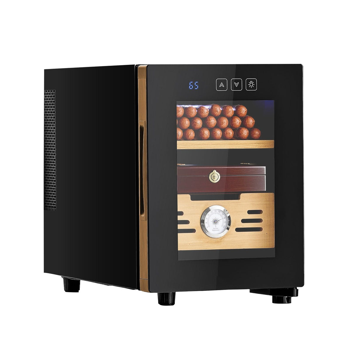 Electric Humidor, 16L, 100 Counts Electric Cigar Humidor Cabinet with Cooling Temperature Control, Spanish Cedar Wood Shelves & Drawers, Mechanical Hygrometer, 2 Layers, Cooler for Household