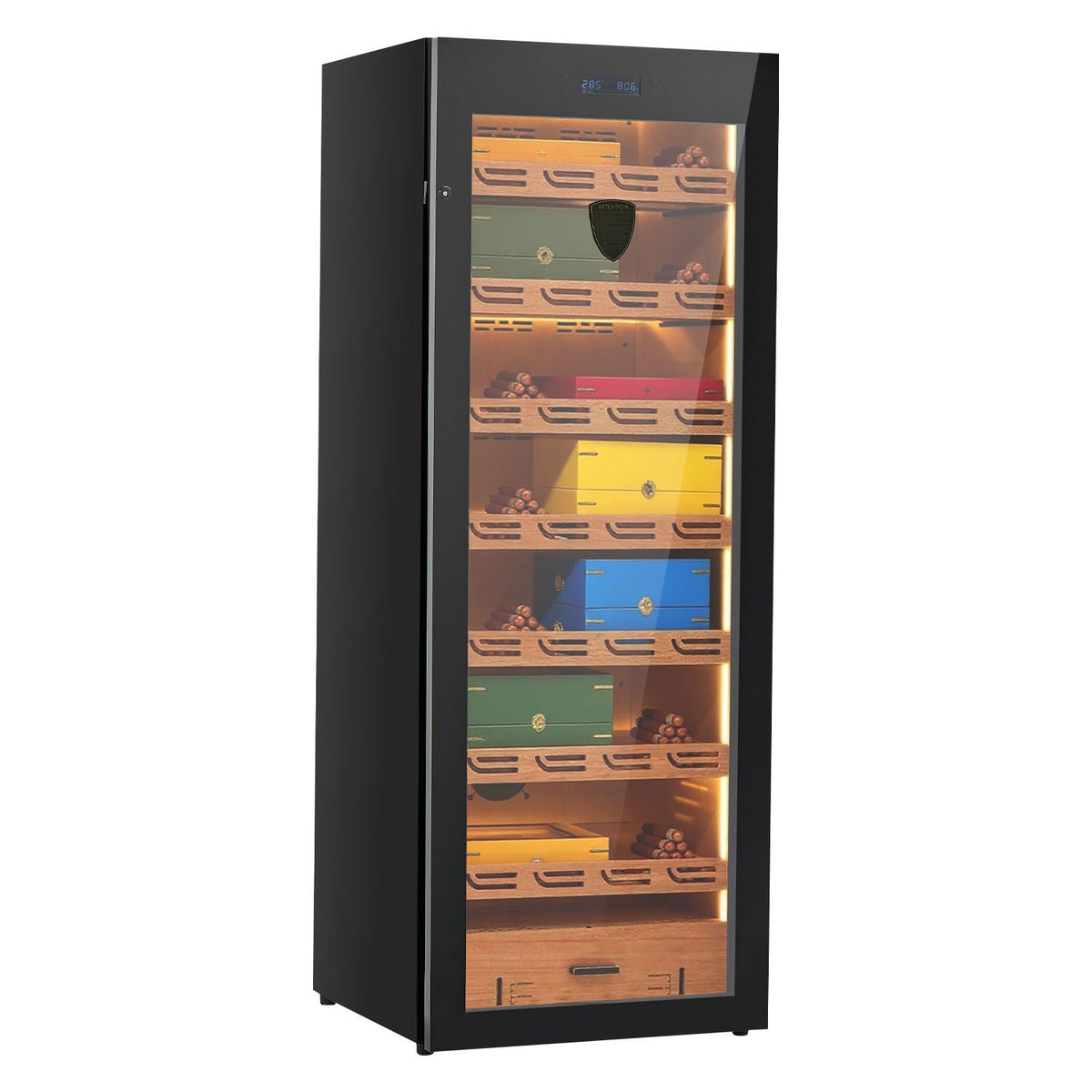 Electric Humidor, 288L, 1700 Counts Electric Cigar Humidor Cabinet with Compressor Cooling, Constant Humidity & Temperature Control, Spanish Cedar Wood Shelves & Drawers, 7 Layers, for Household