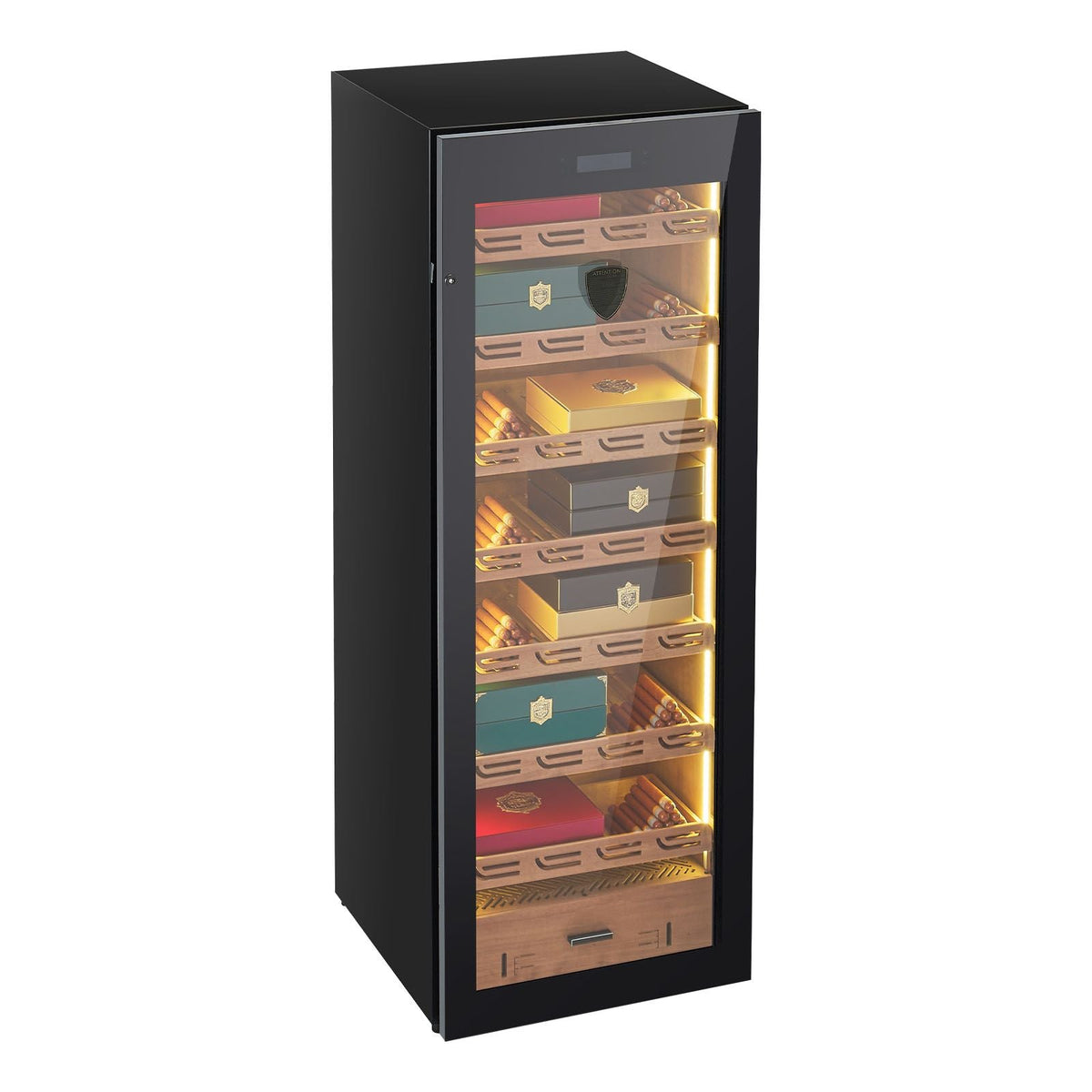 Electric Humidor, 288L, 1700 Counts Electric Cigar Humidor Cabinet with Compressor Cooling, Constant Humidity & Temperature Control, Spanish Cedar Wood Shelves & Drawers, 7 Layers, for Household