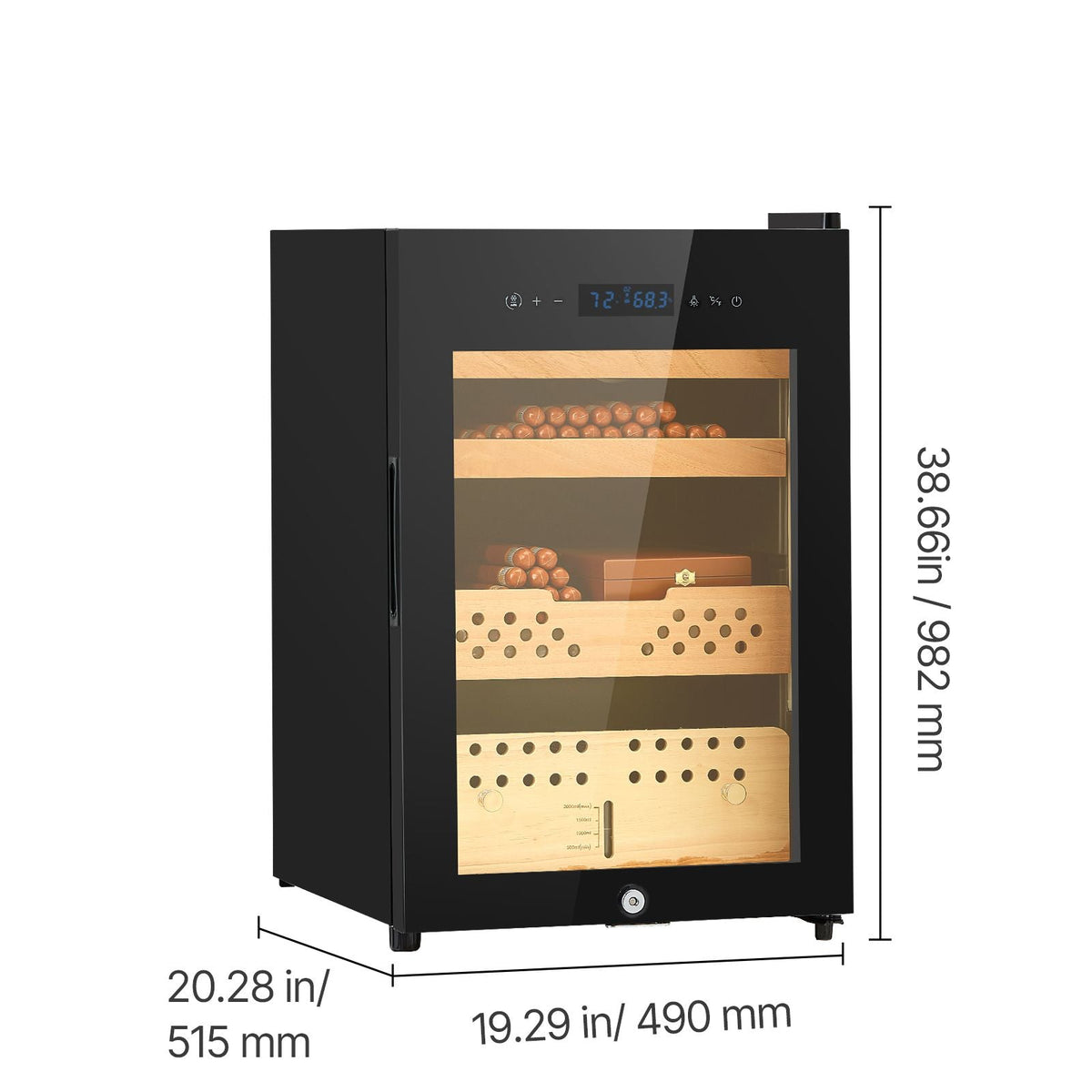 Electric Humidor, 60L, 350 Counts Electric Cigar Humidor Cabinet with Compressor Cooling, Constant Humidity & Temperature Control, Spanish Cedar Wood Shelves & Drawers, 3 Layers, for Household