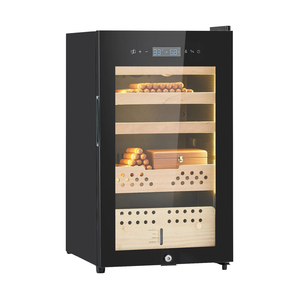 Electric Humidor, 70L, 400 Counts Electric Cigar Humidor Cabinet with Compressor Cooling, Constant Humidity & Temperature Control, Spanish Cedar Wood Shelves & Drawers, 4 Layers, for Household