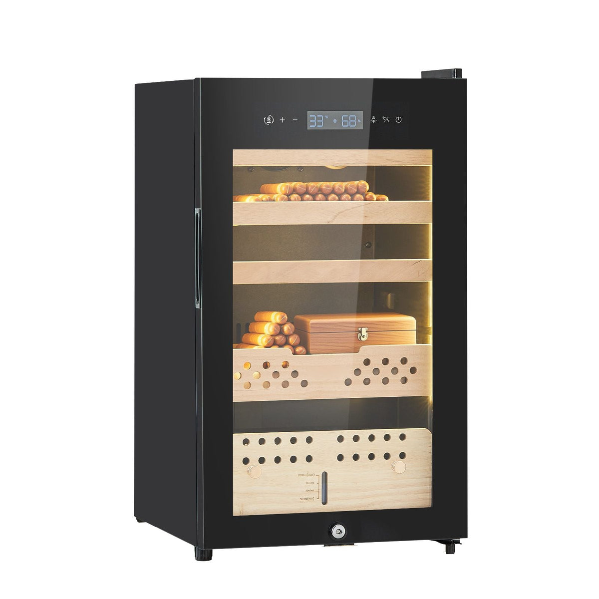 Electric Humidor, 70L, 400 Counts Electric Cigar Humidor Cabinet with Compressor Cooling, Constant Humidity & Temperature Control, Spanish Cedar Wood Shelves & Drawers, 4 Layers, for Household