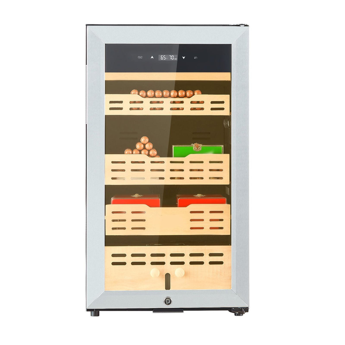 Electric Humidor, 75L, 450 Counts Electric Cigar Humidor Cabinet with Compressor Cooling, Constant Humidity & Temperature Control, Spanish Cedar Wood Shelves & Drawers, 4 Layers, for Household