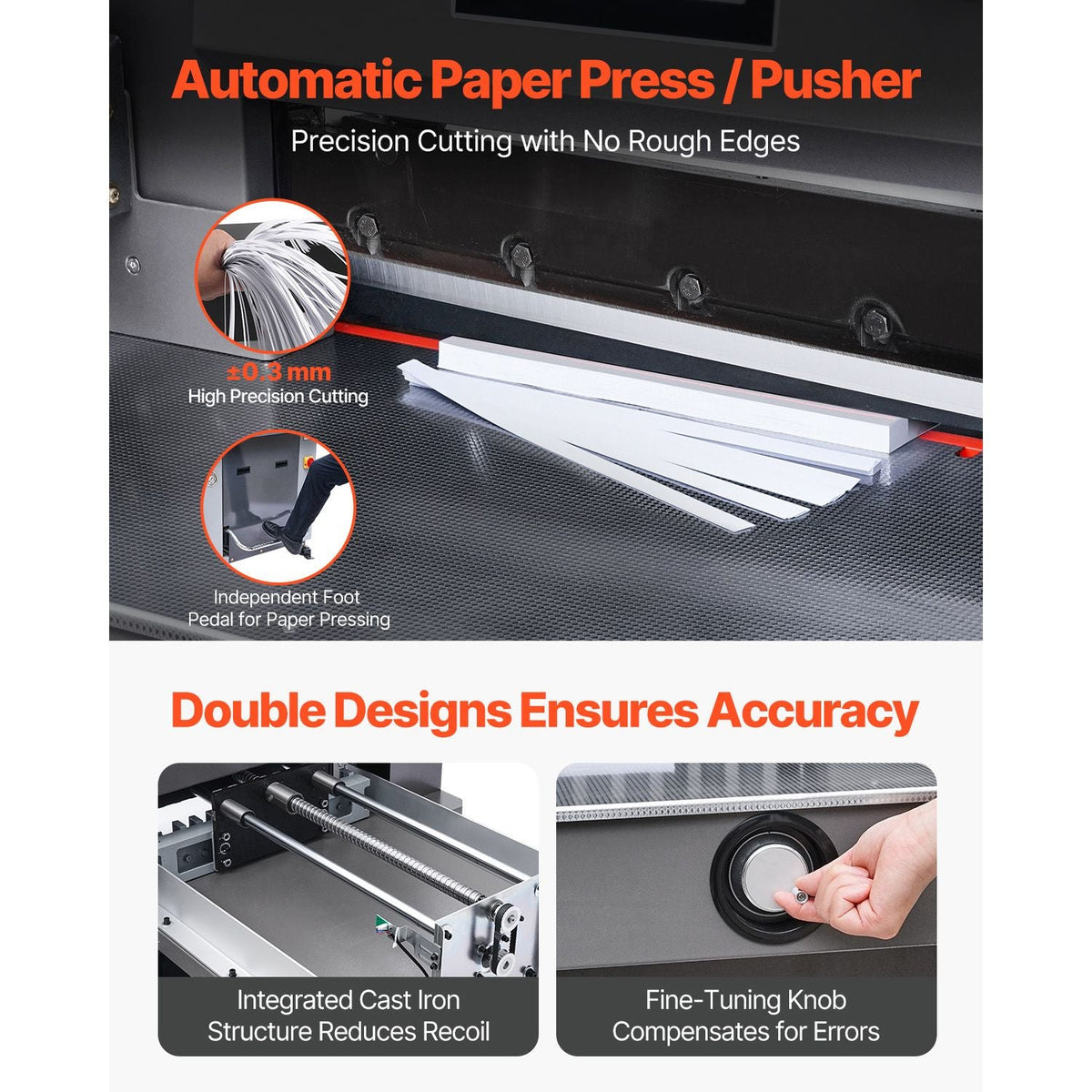 Electric Hydraulic Paper Cutter, 2500W Heavy Duty Paper Cutter Machine 20.2 in/515 mm Cutting Width, 3.1 in/80 mm Cutting Thickness, Electric Guillotine Trimmer with Casters & Infrared Function