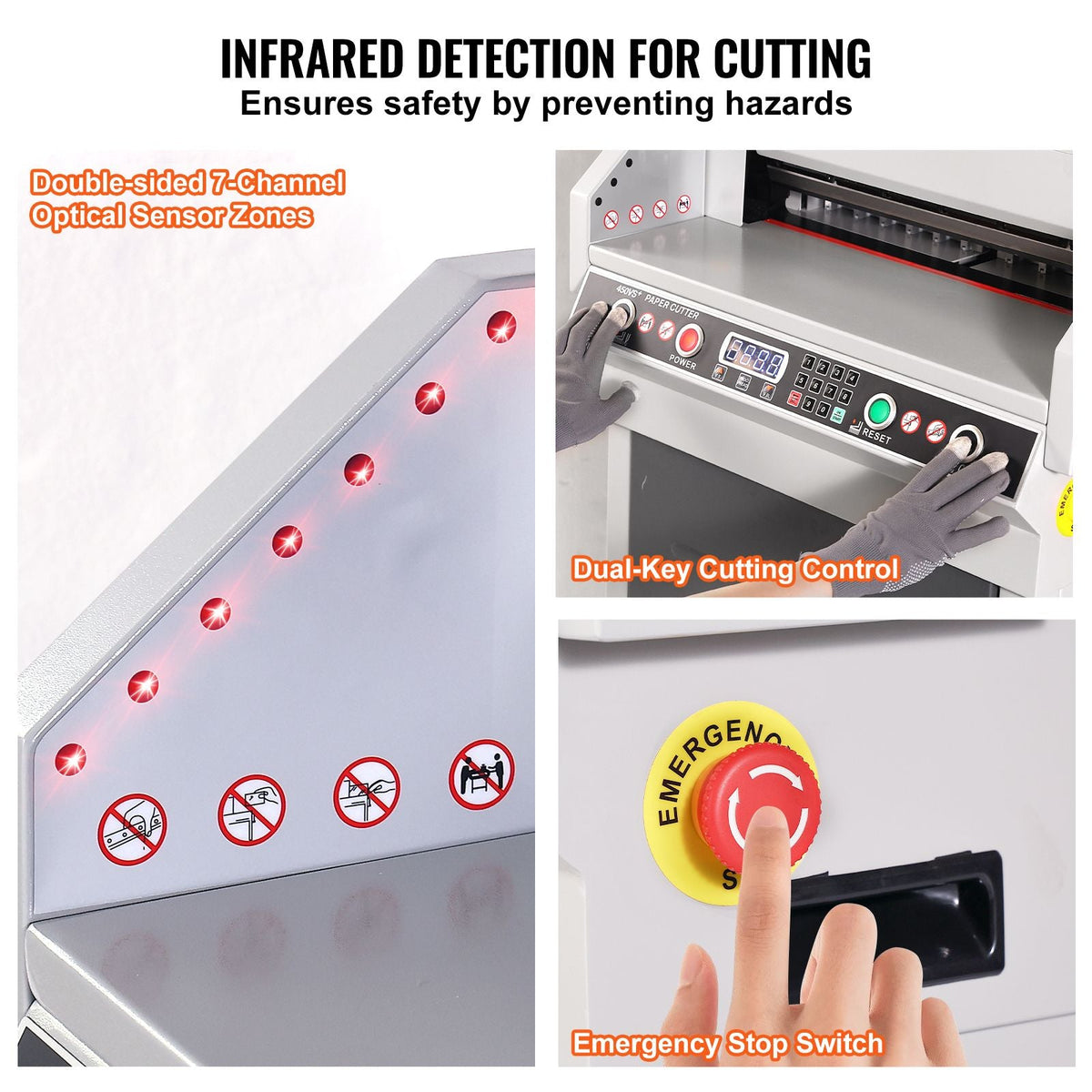 Electric Hydraulic Paper Cutter, Heavy Duty Paper Cutter Machine, 1.57 in / 40 mm Cutting Thickness, 18 in / 457.2 mm Cutting Width, Industrial Paper Trimmer with Button Control