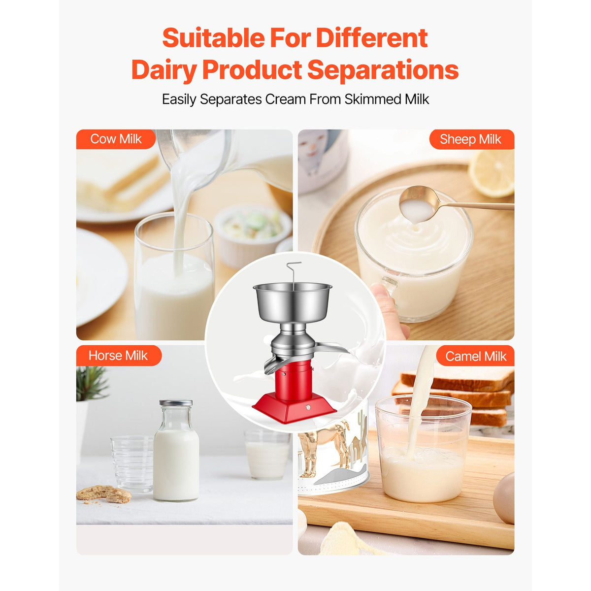 Electric Milk Cream Separator, 60L/H Output 10500RPM Milk Cream Centrifugal Separator, 304 Stainless Steel Goat Cow Milk Skimmer Separating Machine with 4.5L Bowl Capacity (40W, 100-240V)