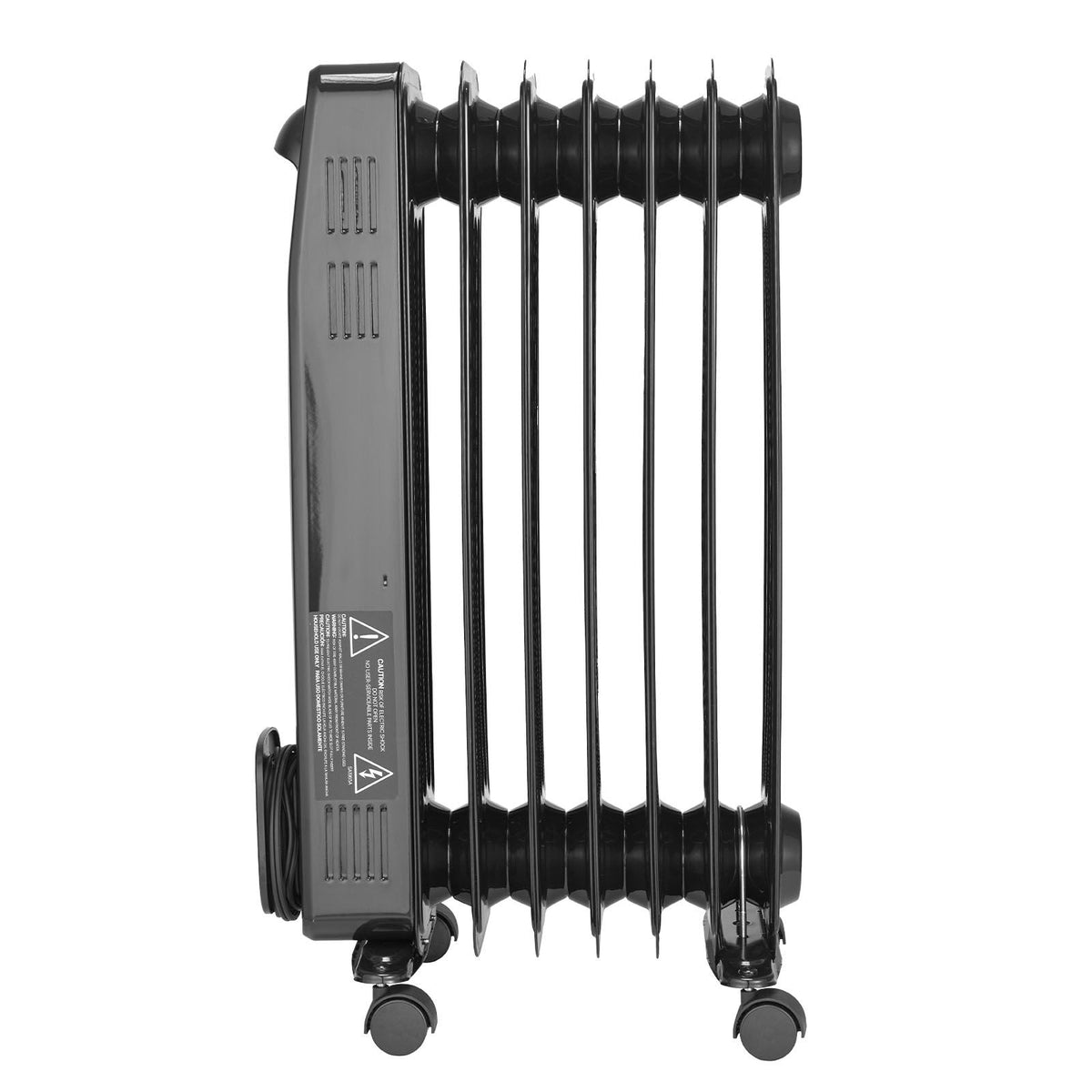 Electric Oil Filled Radiator, 1500W Radiant Space Heater with LED Screen, Over-Heat Protections,24h Timer, Portable Handle Casters, Thermostat,Remote Control for Indoor Use,Black