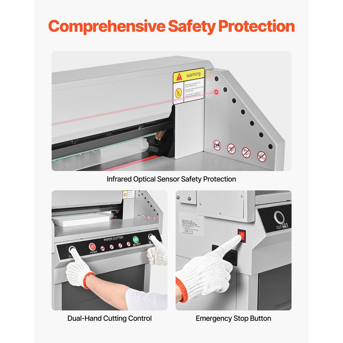 Electric Paper Cutter, Heavy Duty Metal Paper Cutter Machine, 17.72 inch Cutting Width, 1.57 inch Cutting Thickness, Electric Guillotine Trimmer with Infrared Function and Spare Blade