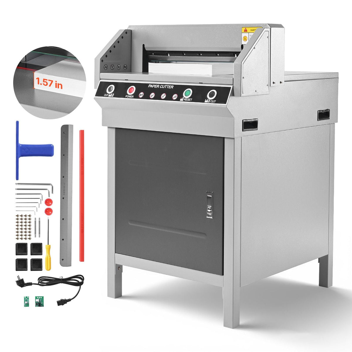 Electric Paper Cutter, Heavy Duty Metal Paper Cutter Machine, 17.72 inch Cutting Width, 1.57 inch Cutting Thickness, Electric Guillotine Trimmer with Infrared Function and Spare Blade
