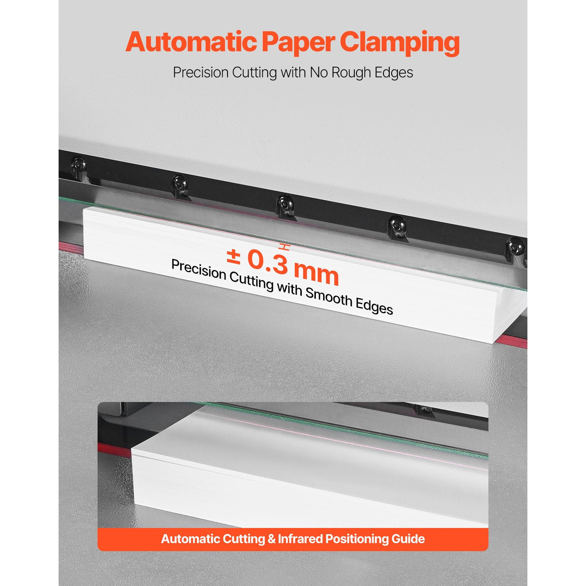 Electric Paper Cutter, Heavy Duty Metal Paper Cutter Machine, 17.72 inch Cutting Width, 1.57 inch Cutting Thickness, Electric Guillotine Trimmer with Infrared Function and Spare Blade
