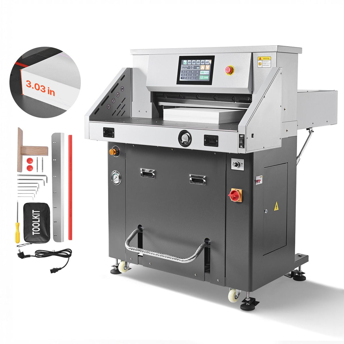 Electric Paper Cutter, Metal Hydraulic Paper Cutter Machine, 28 inch Cutting Width, 3.03 inch Cutting Thickness, Large Size Electric Guillotine Trimmer with Infrared Function and Spare Blade