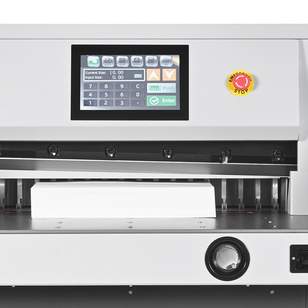 Electric Paper Cutter, Metal Hydraulic Paper Cutter Machine, 28 inch Cutting Width, 3.03 inch Cutting Thickness, Large Size Electric Guillotine Trimmer with Infrared Function and Spare Blade
