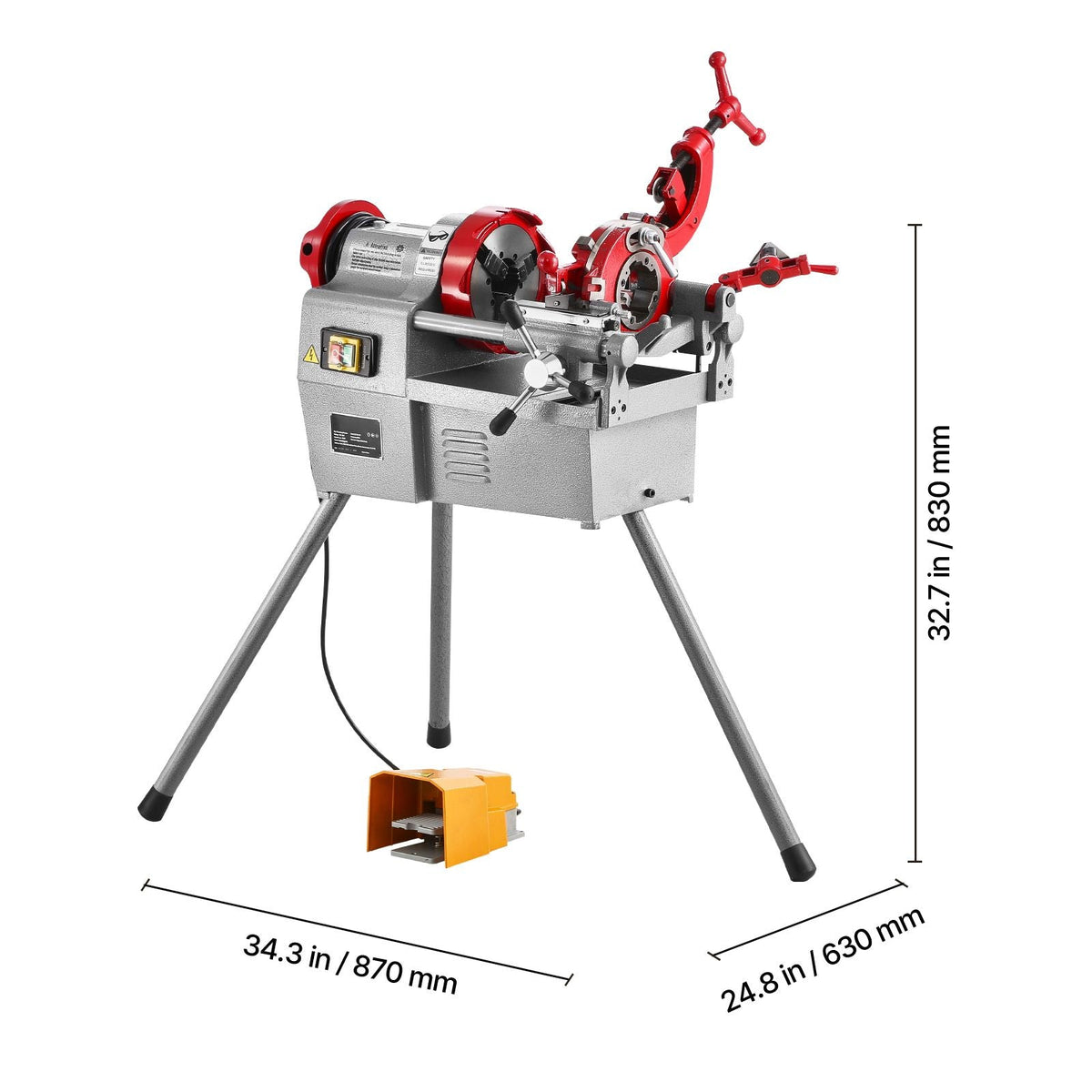 Electric Pipe Threader Machine, 750W 28RPM Threading Cutting Machine, 1/2 to 2 inch Pipes Threading Cutter Tool with Foot Pedal for Plumbing, Automotive Repairs, Metalworking