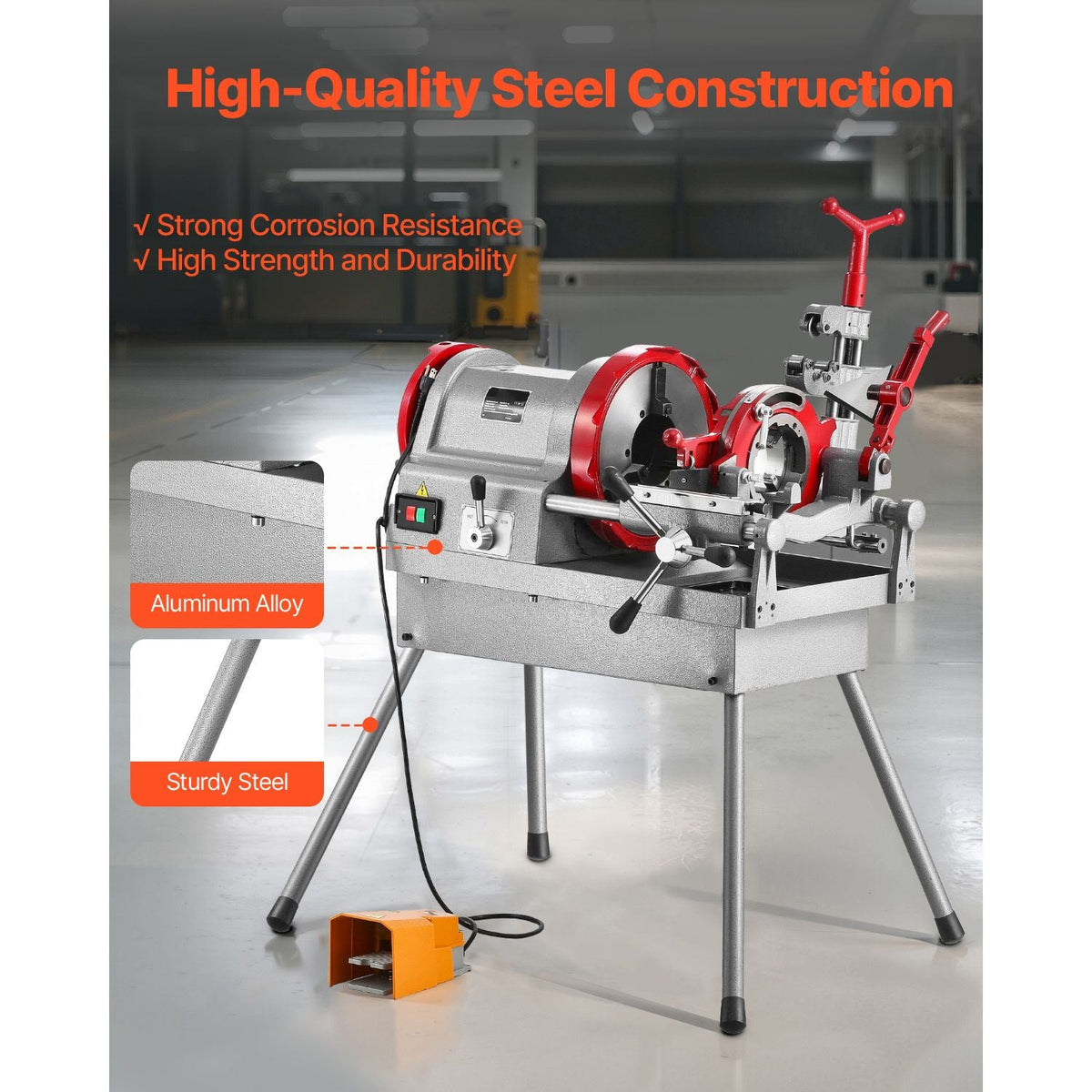 Electric Pipe Threader Machine, 900W 2-Speed Threading Cutting Machine, 1/2 to 4 inch Pipes Threading Cutter Tool with Foot Pedal for Plumbing, Automotive Repairs, Metalworking