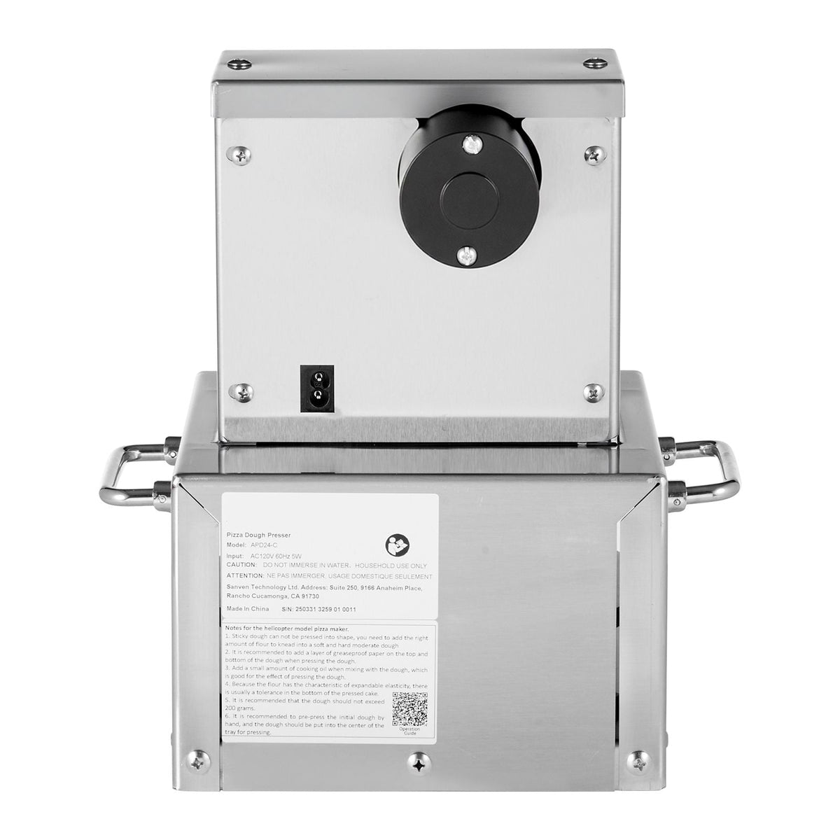 Electric Pizza Dough Press Machine, 6 inch Pizza Pastry Press Plate, Stainless Steel Bread Presser, Adjustable Thickness Commercial Forming Machine, with 100 Pcs Parchment Paper