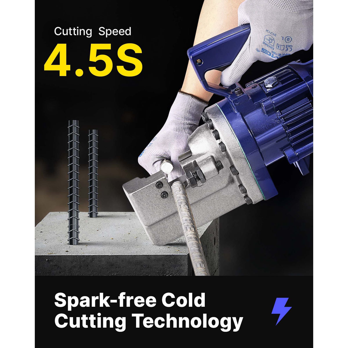 Electric Rebar Cutter, 1350W Portable Electric Hydraulic Rebar Cutter, Cutting up to 7/8 Inch #7 4-22mm Rebar within 4.5 Seconds,110V,with Easy to Carry Stainless Box